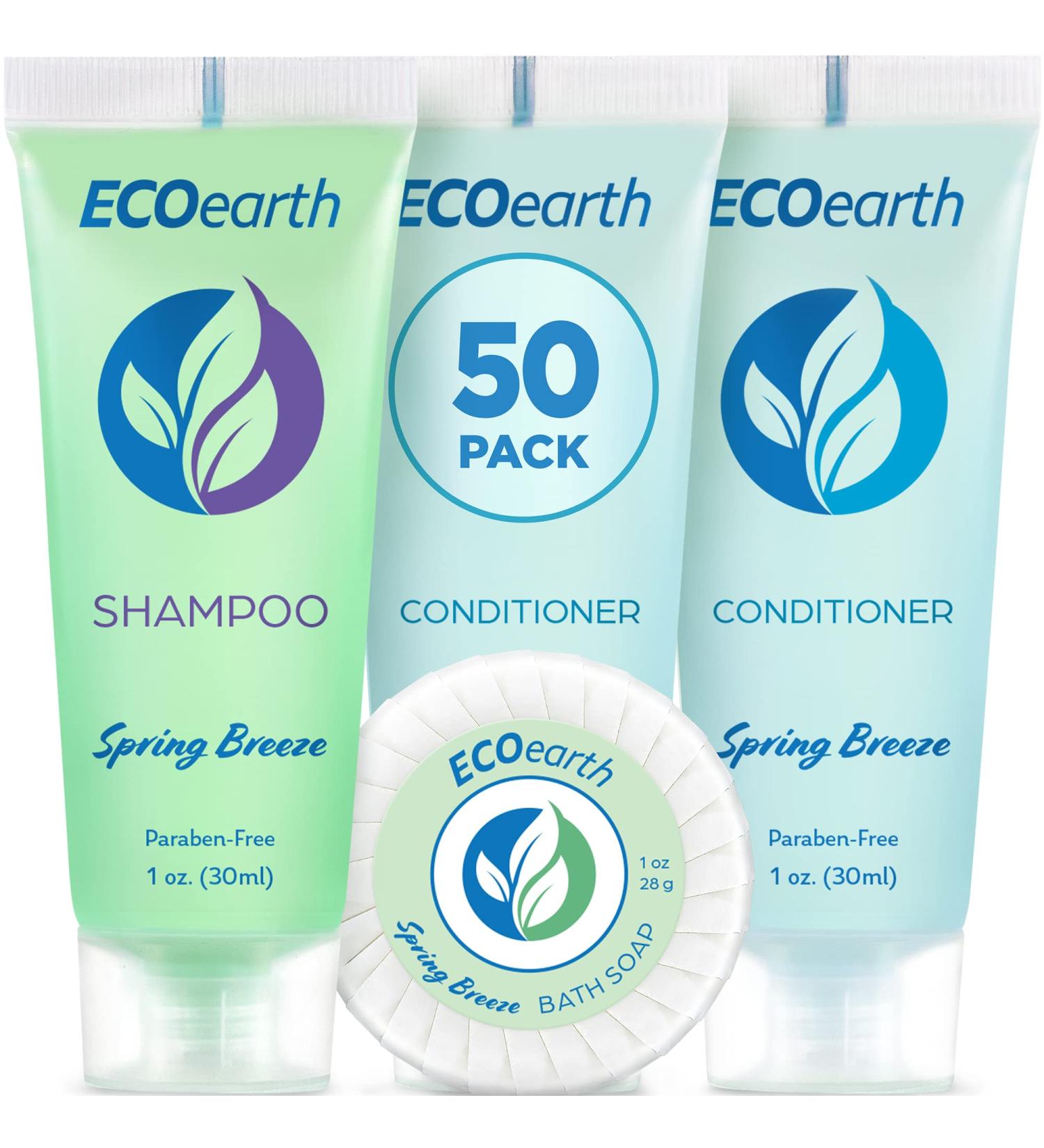 EcoEarth Spring Breeze Soap, Shampoo & Conditioner Set - 1 oz (150 Pieces) | Hotel Travel Size Body Soaps Kit | Refreshing Hospitality Toiletries Bulk - Buy Online on GoSupps.com