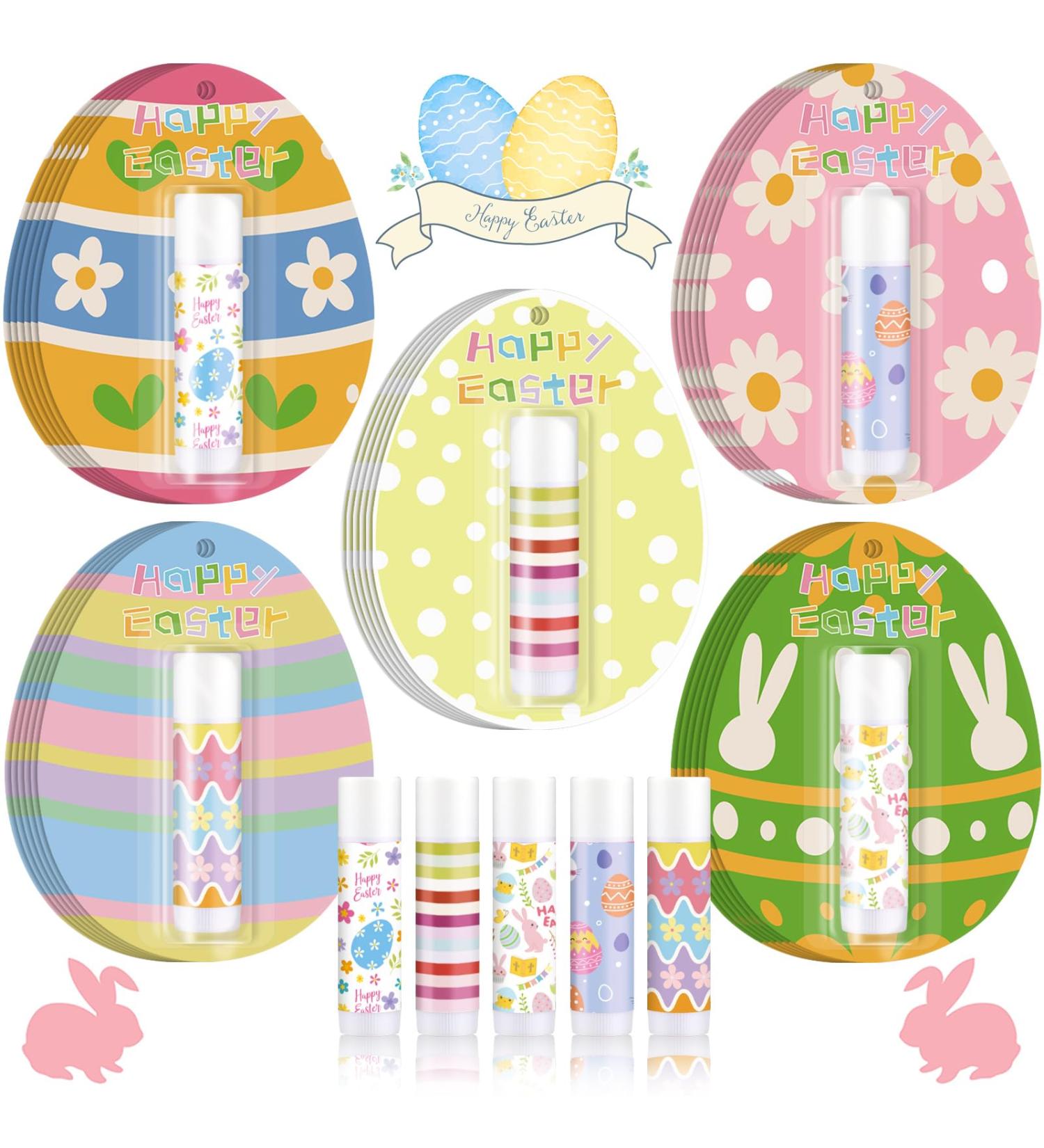 Leelosp 30 Pack Easter Lip Balm Bulk Easter Egg Basket Fillers Stuffers Gifts Natural Care Moisturizing Lip Balm for Family Party Favors Employee Appreciation Women Teachers Staff - Buy Online on GoSupps.com
