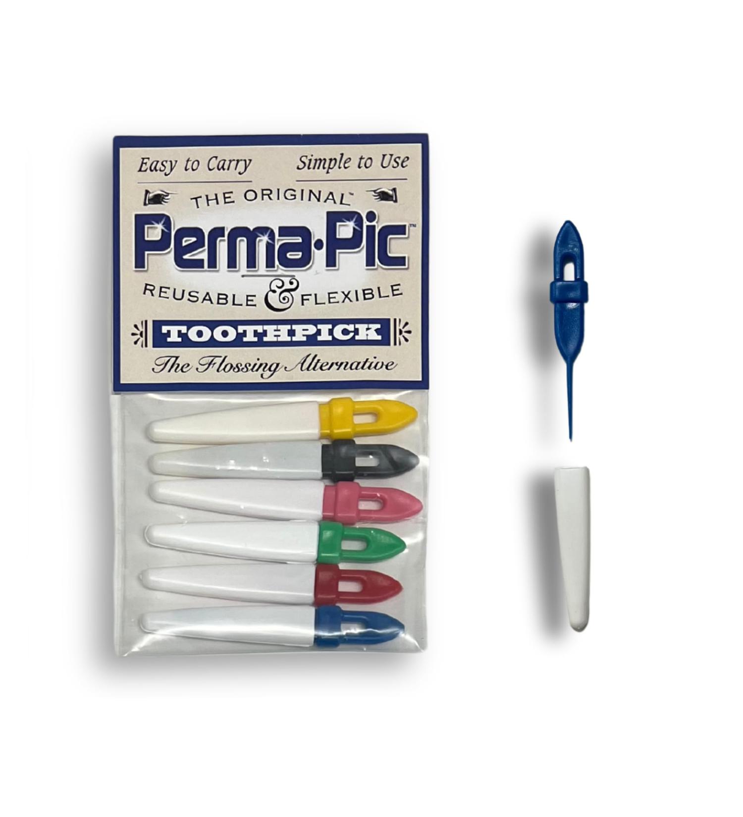 Original Perma Pic Reusable Toothpicks (6-Pack) | Portable Flossing Alternative for Travel & Oral Hygiene - Easy Clean Durable Picks - Buy Online on GoSupps.com