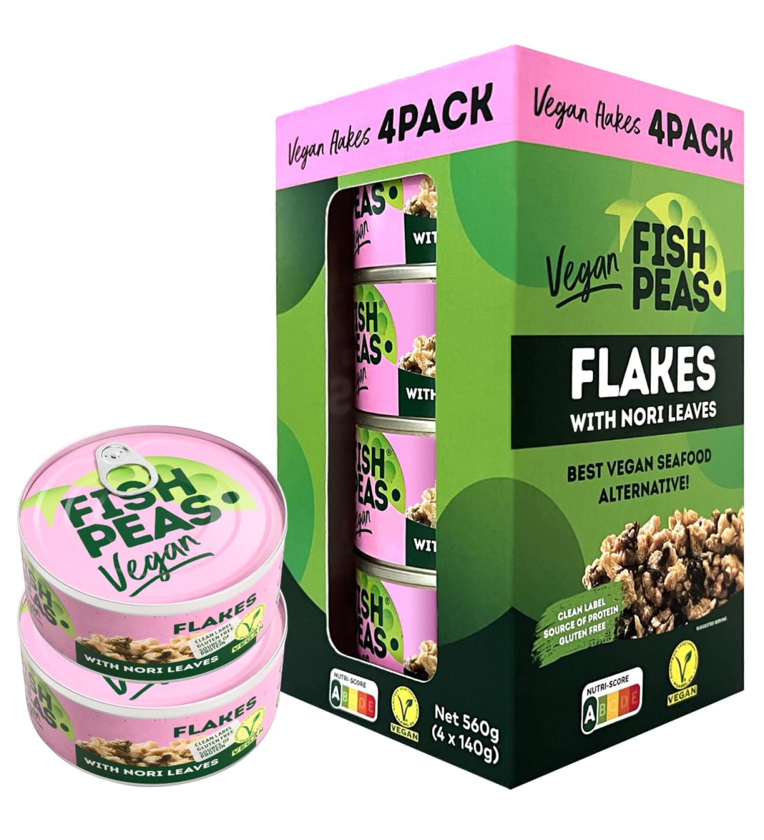 Plant Based Fish Peas Flakes with Nori Leaves - Gluten Free Vegan Meal Replacement Superfood - 140g x 4 Pack - Buy Online on GoSupps.com