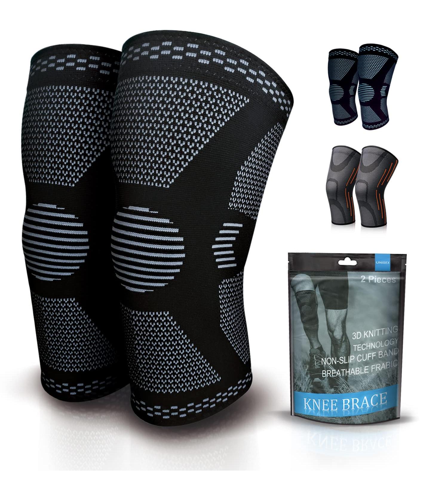 TRACE KASA 2 Pack Knee Compression Sleeve - Size L - Knee Brace for Men & Women - Joint Pain Relief - Ideal for Running, Gym & Arthritis - Black (1 Pair) - Buy Online on GoSupps.com