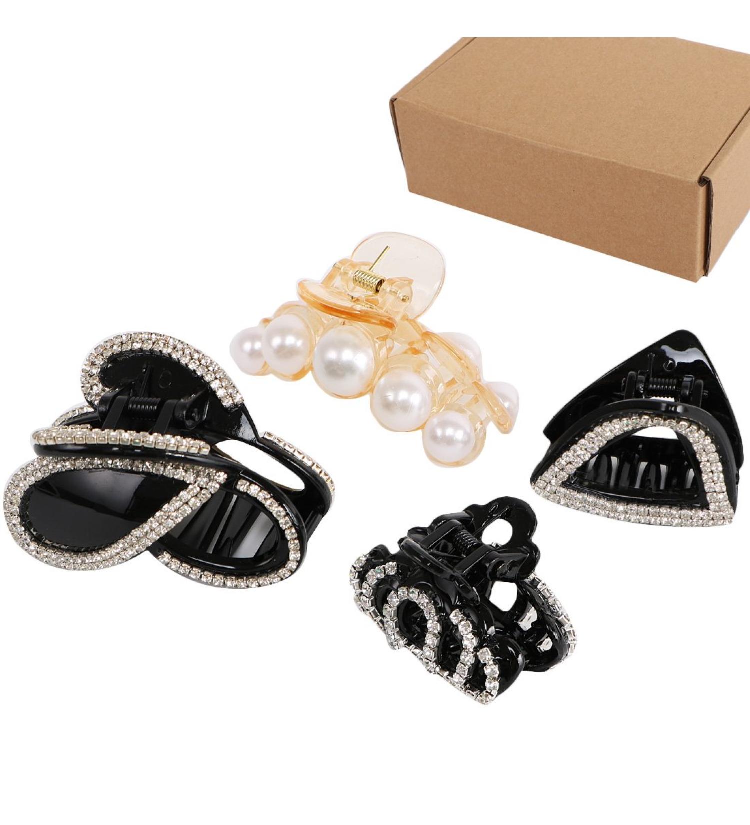 Kilofly 4pc Women's Rhinestone Crystal Hair Clip Barrettes Set + Gift Box - Buy Online on GoSupps.com