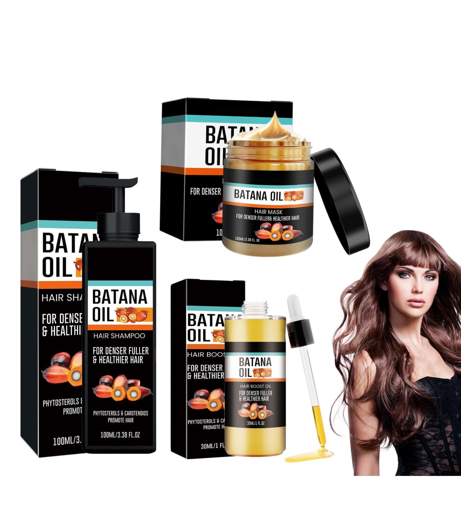 Batana Oil for Hair Care Set Organic Batana Oil for Healthy Hair Batana Oil Shampoo and Conditioner Natural Hair Growth Oil Effective Against Regional Alopecia Soothe Scalp - Buy Online on GoSupps.com