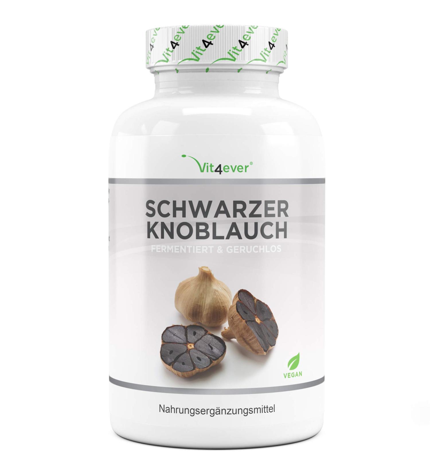 Premium Black Garlic 15:1 Extract 180 Capsules - 750mg Odorless Vegan with S-Alylcystein - High-Dosed Fermented Formula - Buy Online on GoSupps.com