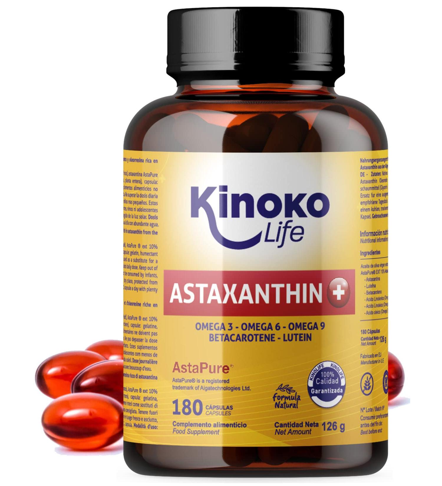 Astaxanthin Plus 4mg Softgels - 180 Capsules | Natural Antioxidant with Lutein Omega 369 & Beta-Carotene | Gluten-Free & Non-GMO | Astapure Quality - Buy Online on GoSupps.com