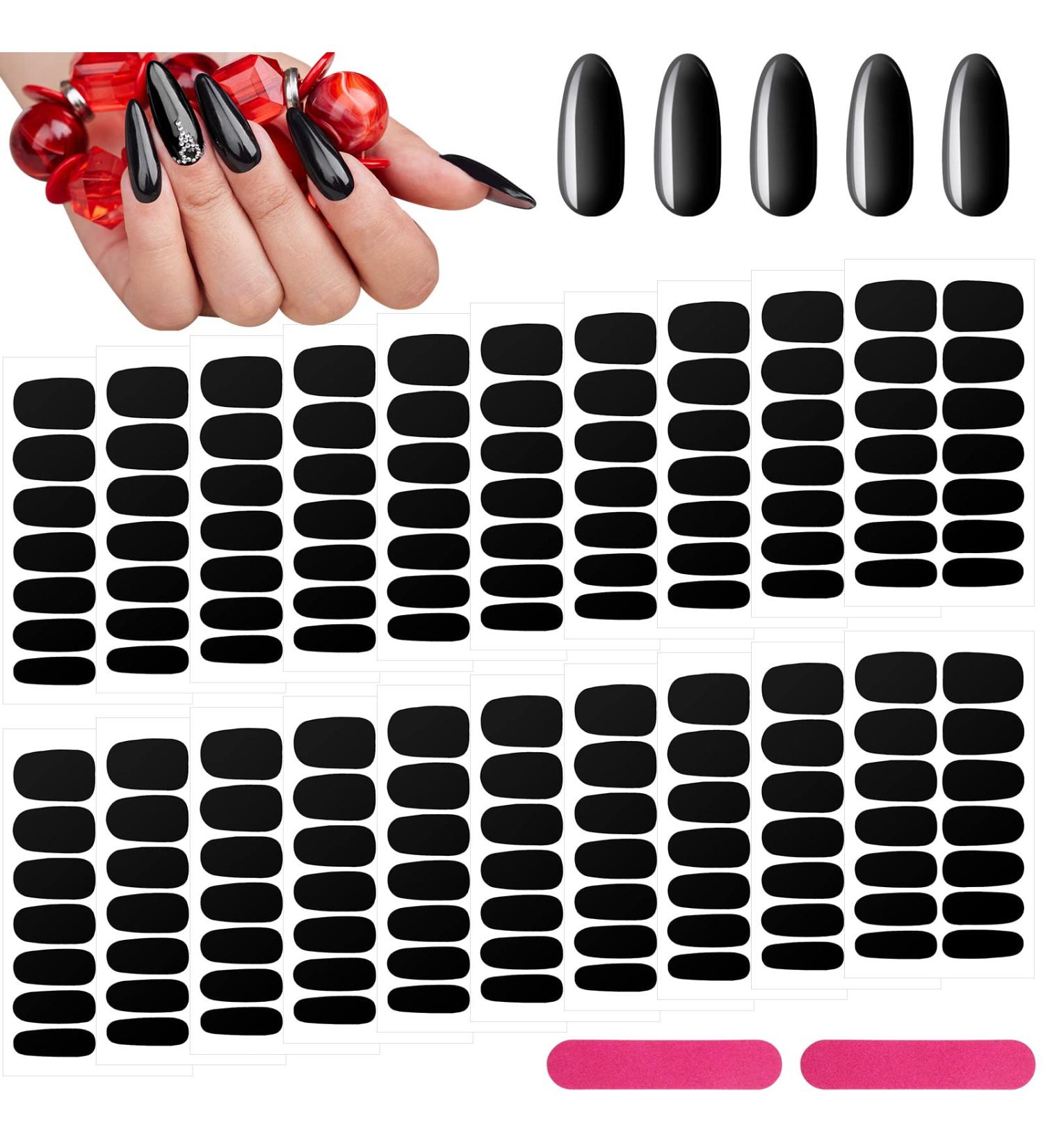 280 Black Nail Wraps Full Cover Decals with Nail Files - Cool Style for Girls & Women - Buy Online on GoSupps.com