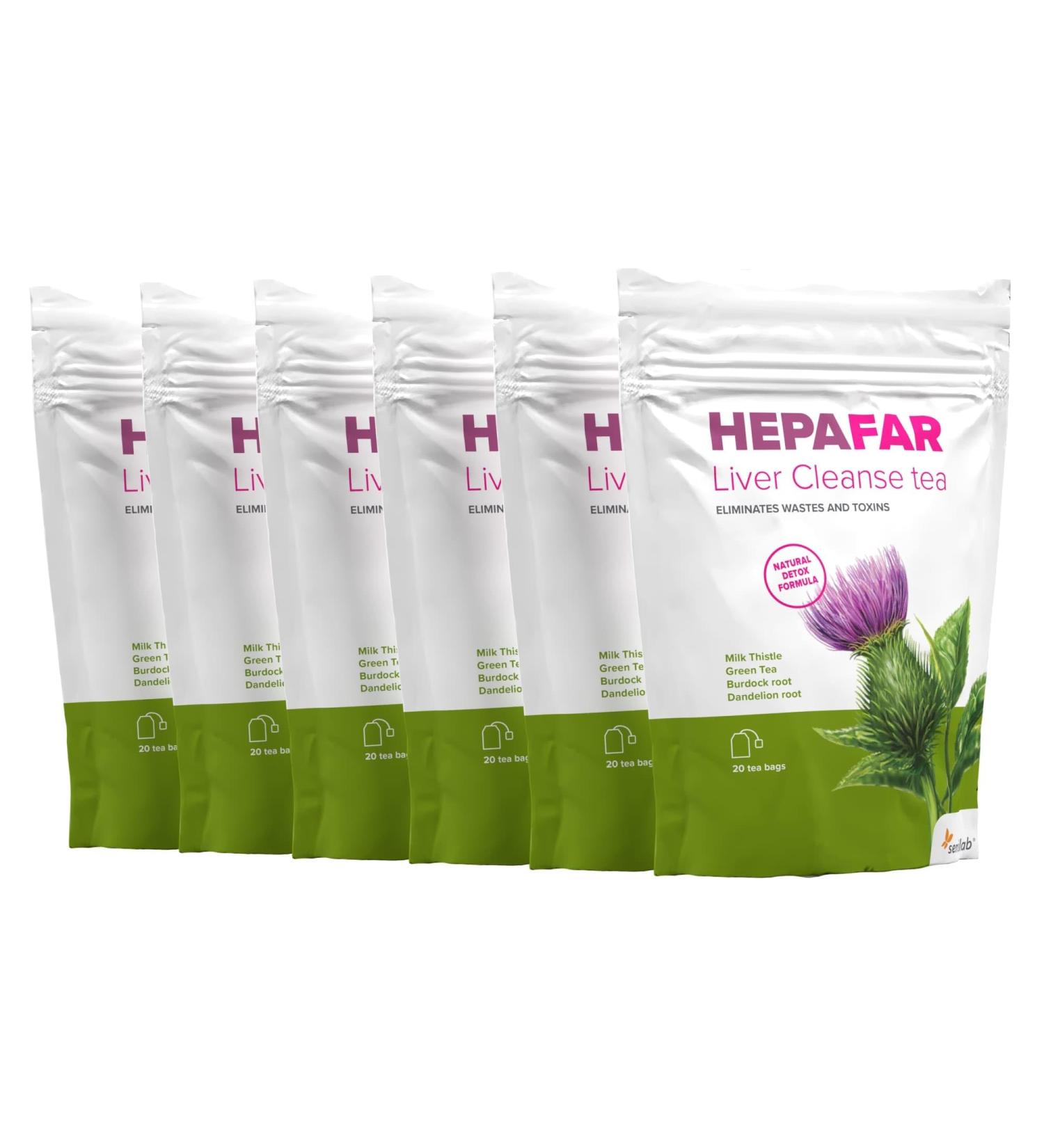 HepaFar Liver Detox Tea - 120 Bags | Green Tea Dandelion & Climbing Root | Detoxify Your Liver Sensilab Hepafar Forte - Buy Online on GoSupps.com