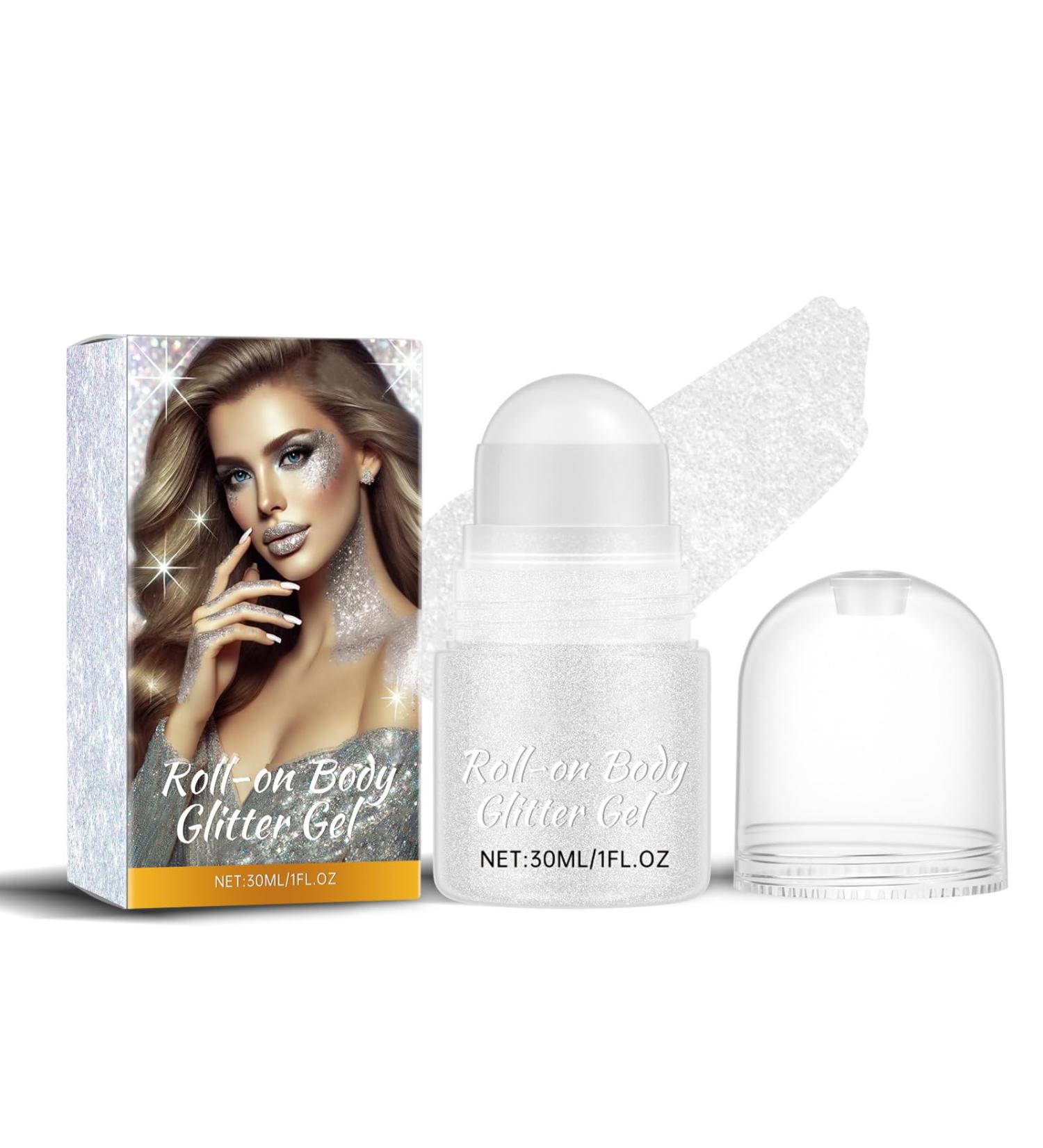  Utapossin Roll-on Body Glitter Gel Multi-purpose Glitter Gel for Makeup on Body Face Hair and Eyes Body Shine for Concerts Festivals Rave Parties (White) - Buy Online on GoSupps.com