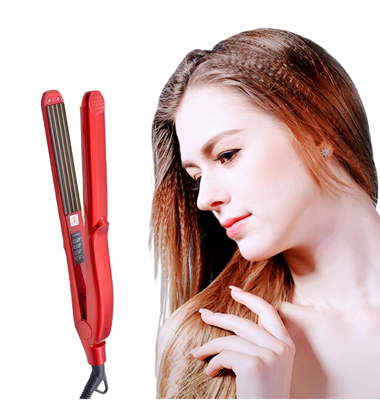 Pro Hair Crimper & Curling Iron - Ceramic Crimping Tool for Volumizing Waves | Red | For Women & Girls - Buy Online on GoSupps.com