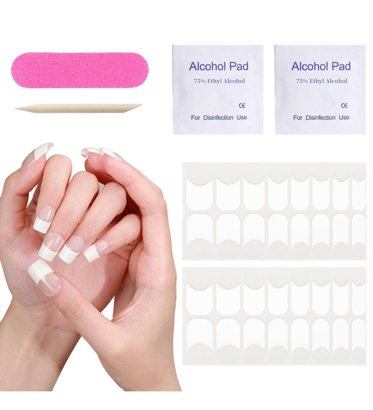 SSKHE Set Of Semi-Cured Gel Nail Cloths 20 French Nail Stickers French Nail Stickers Self-Adhesive Nail Stickers Phototherapy Manicures - Buy Online on GoSupps.com