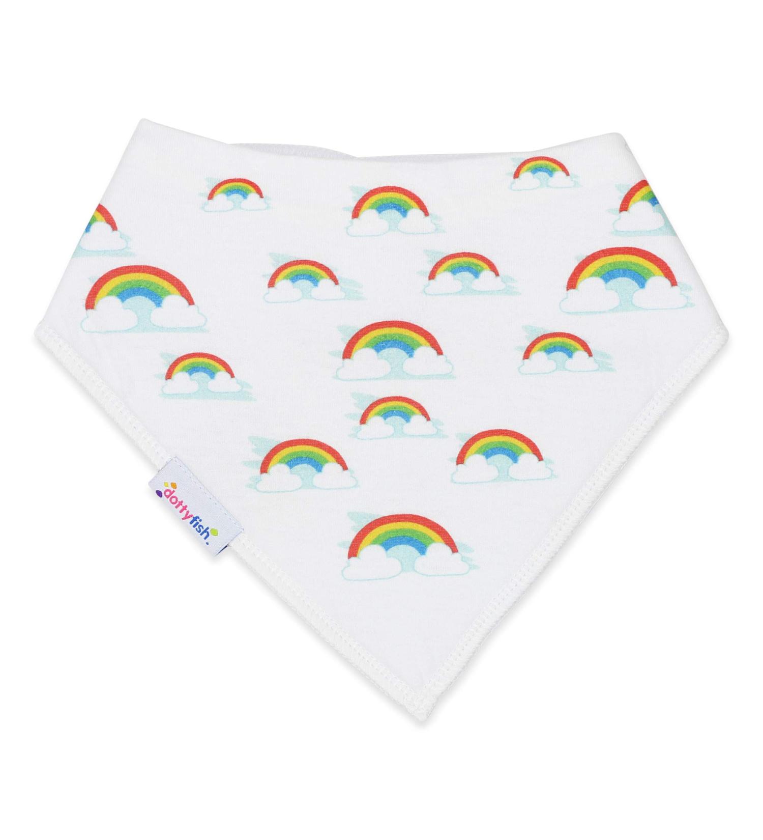 Dotty Fish Baby Bandana Bibs. Drool Bibs. Super Absorbent Teething Bibs for Girls Boys Unisex. Organic Cotton Bibs. One Size Rainbows