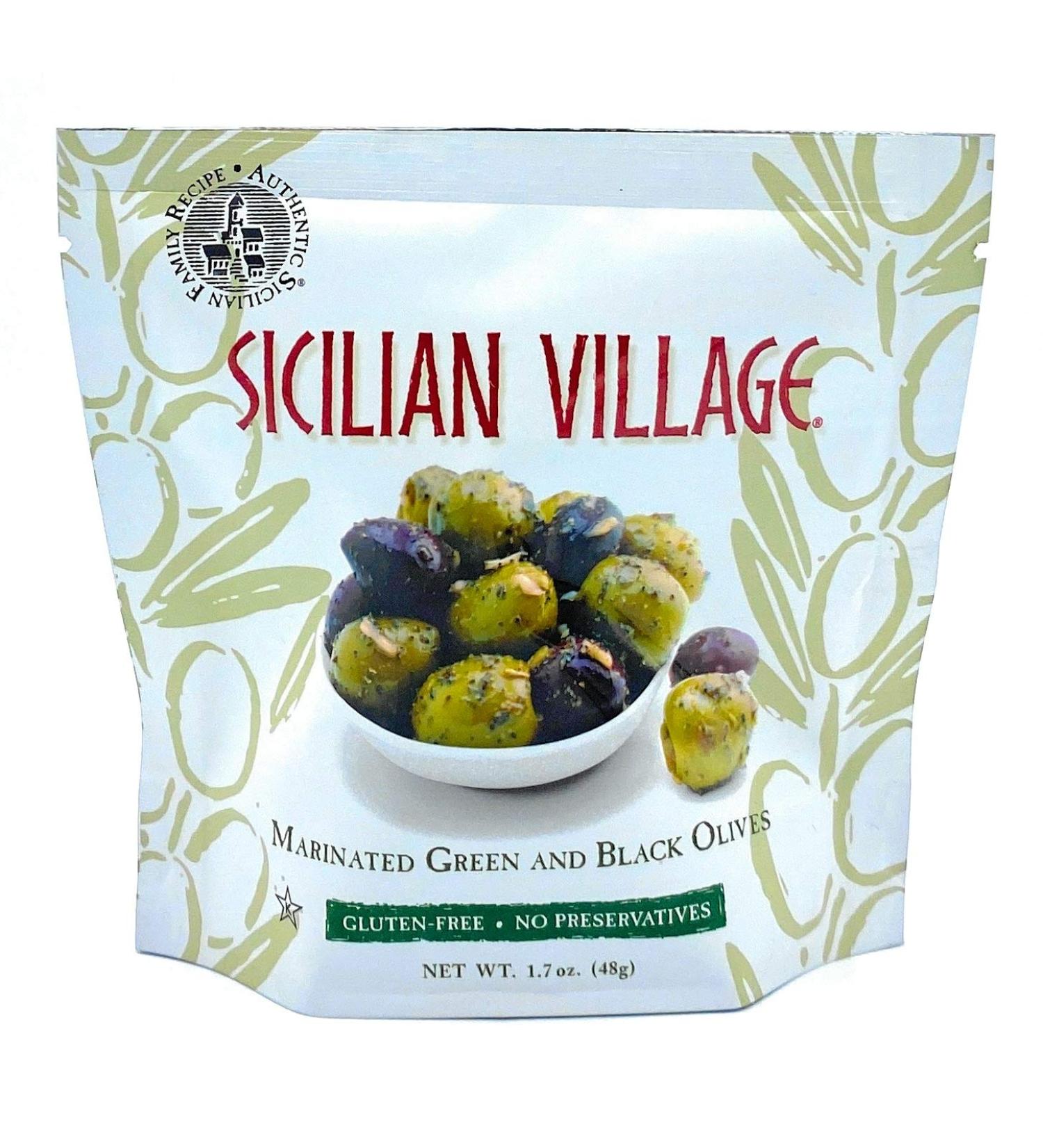 Sicilian Village Marinated Olives, Green/Black, 1.7 Oz (Pack of 10)