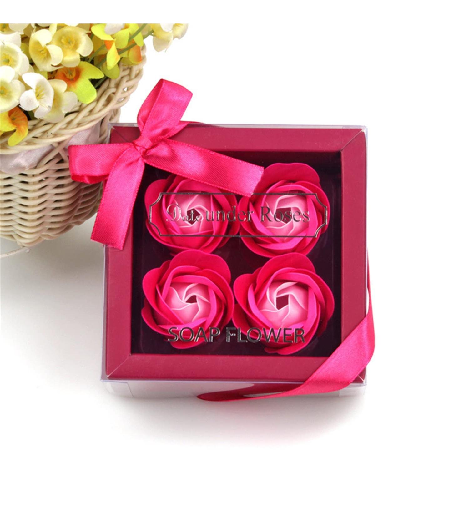 Honrane Rose Flower Bath Soap | Floral Scented Gift Box for Valentine's Day Anniversaries & Birthdays - Pink Soap Petals - Buy Online on GoSupps.com