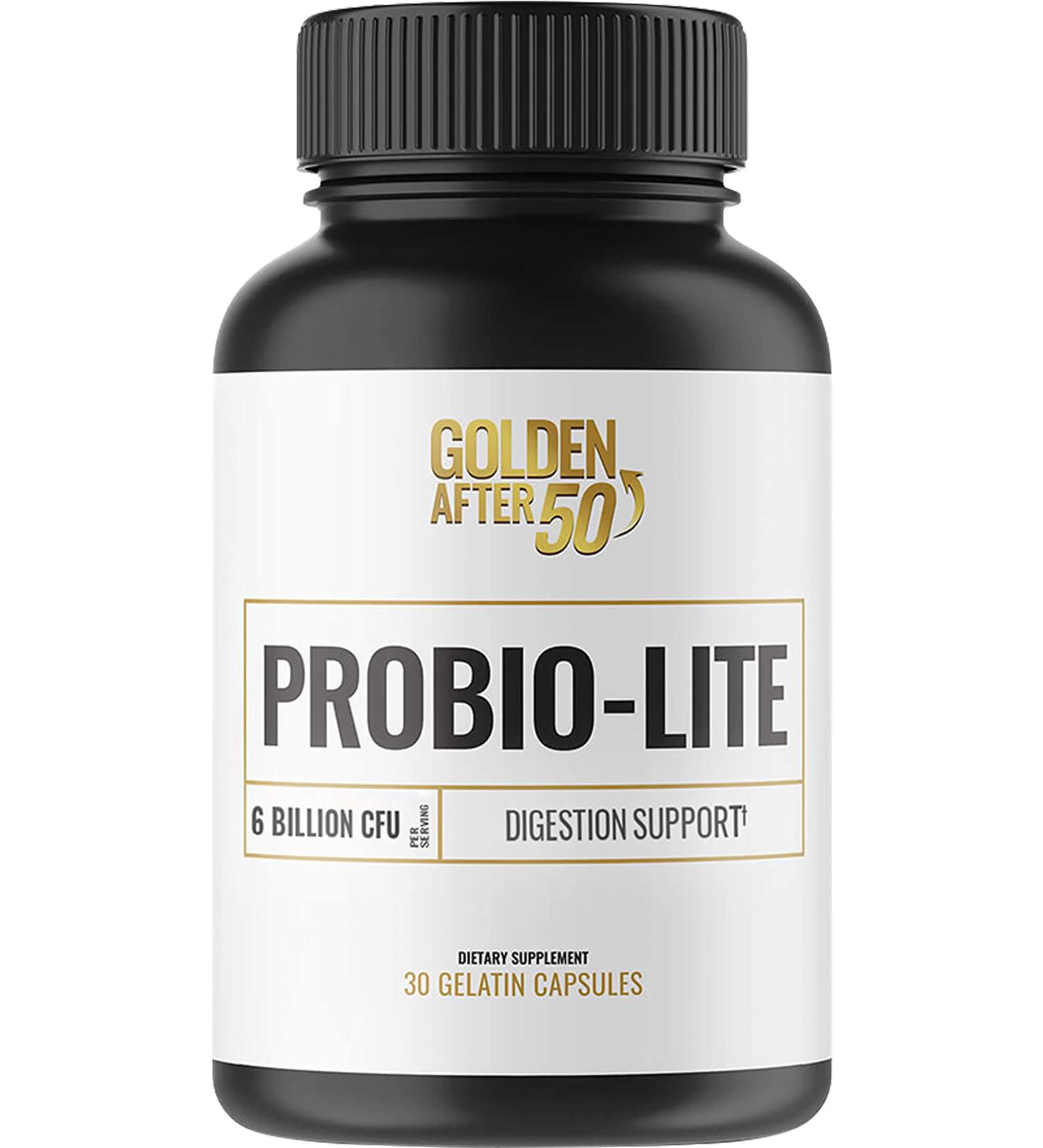 Golden After 50 Probio-Lite - for Gut Health and Digestion Support - Probiotics for Men and Women - 30 Gelatin Capsules - Probiotics for Occasional Heartburn, Gas, Indigestion 1 Count (Pack of 1) - Buy Online on GoSupps.com