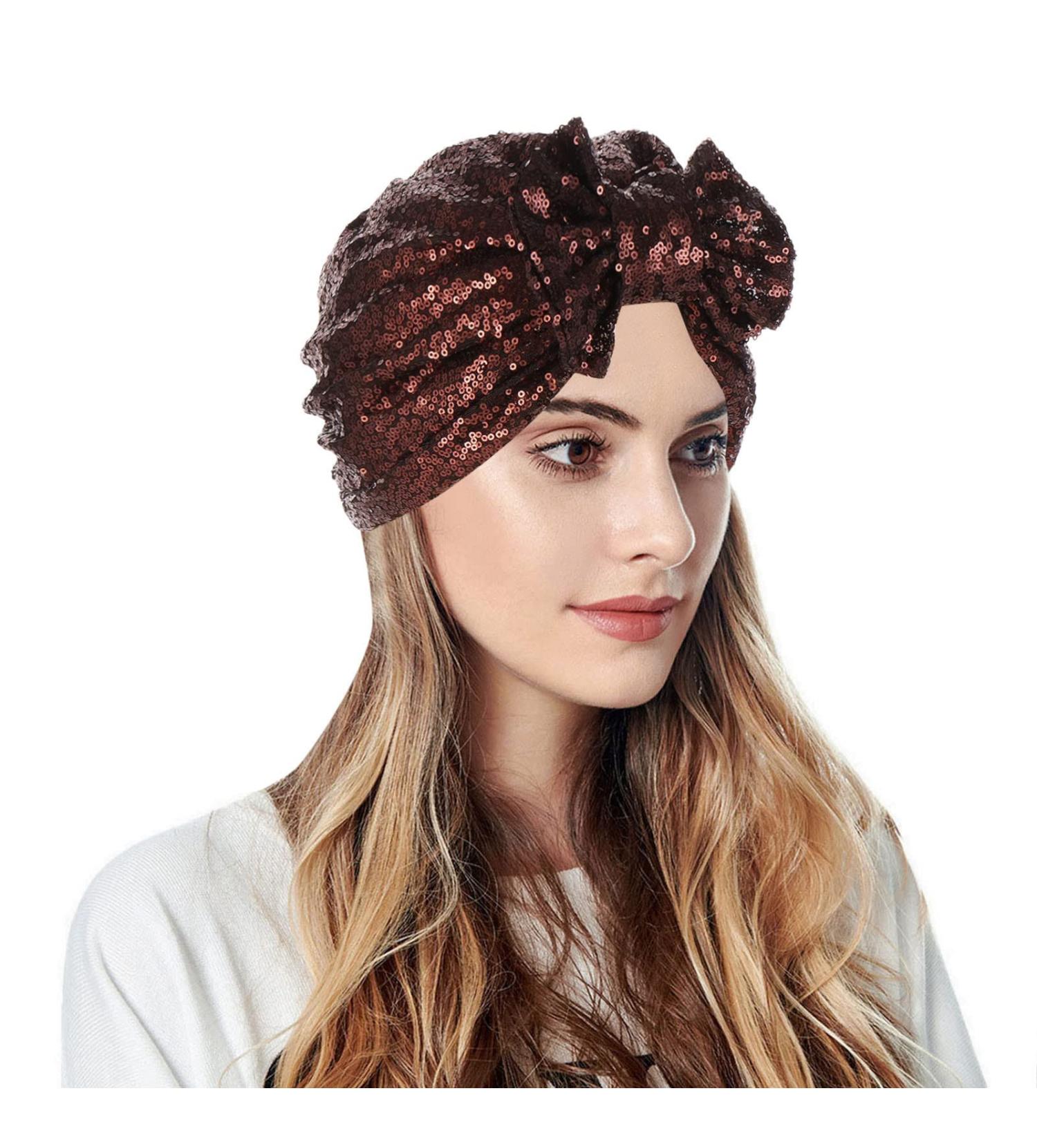 Women's Muslim Turban Beach Hat with Bow Detail - Coffee - One Size - Buy Online on GoSupps.com