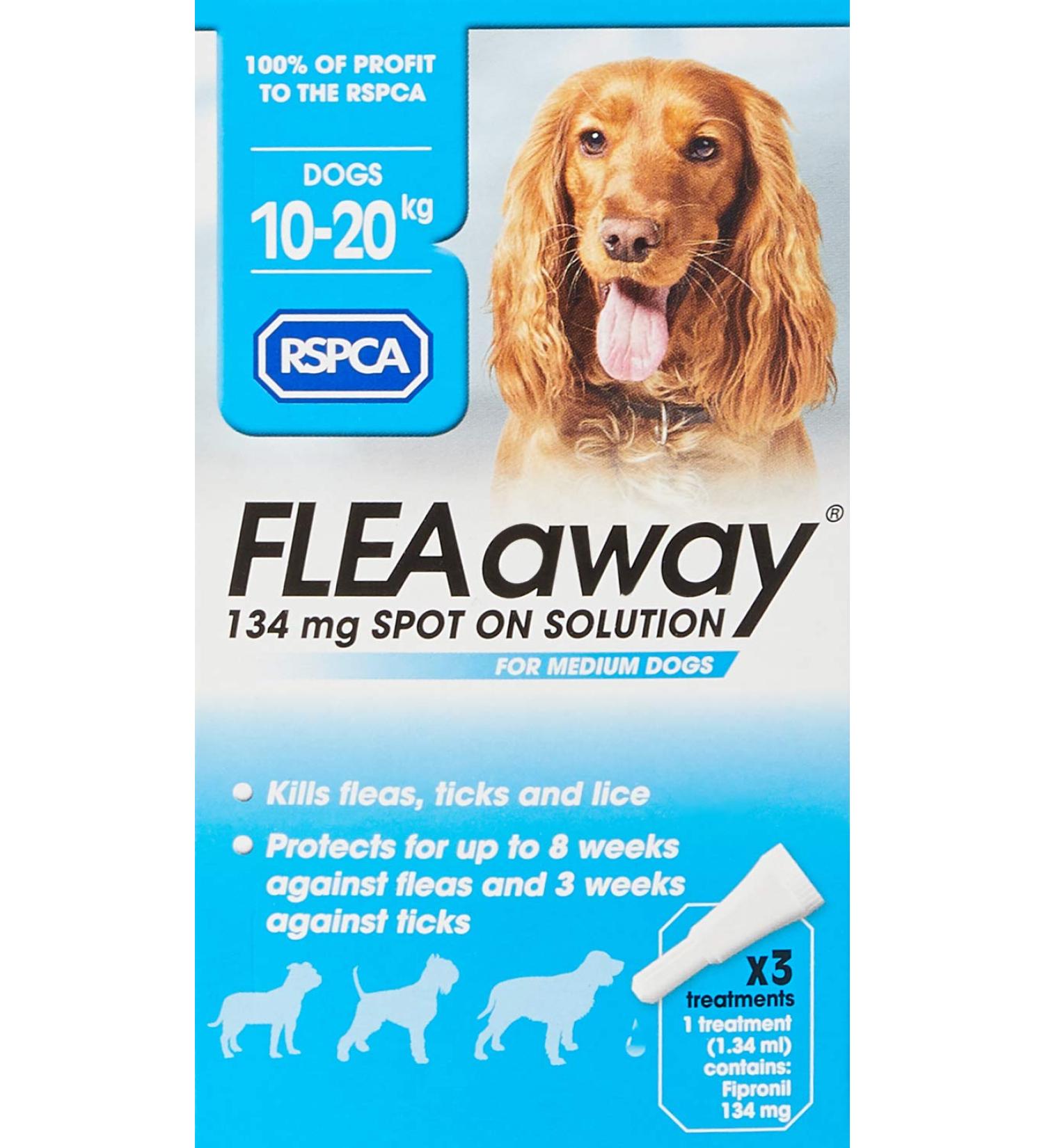 RSPCA FleaAway Spot On Solution for Medium Dogs 134 mg x3 - Buy Online on GoSupps.com