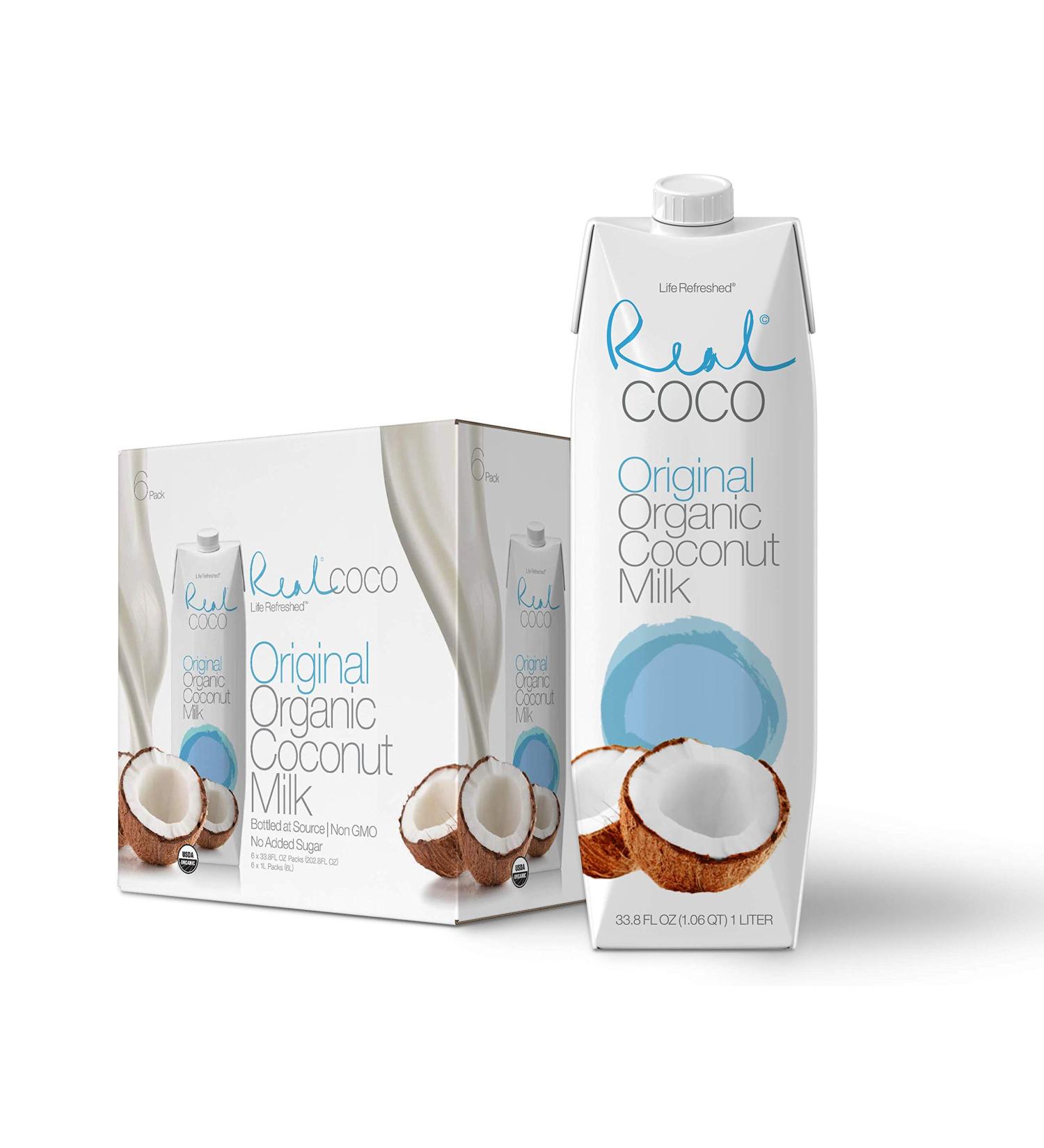 Real Coco Organic Original Coconut Milk Beverage 1L (6-Pack) - USDA Organic, No Added Sugar, Plant Based, Dairy & Soy Free, Vegan - Keto & Paleo Friendly - Buy Online on GoSupps.com