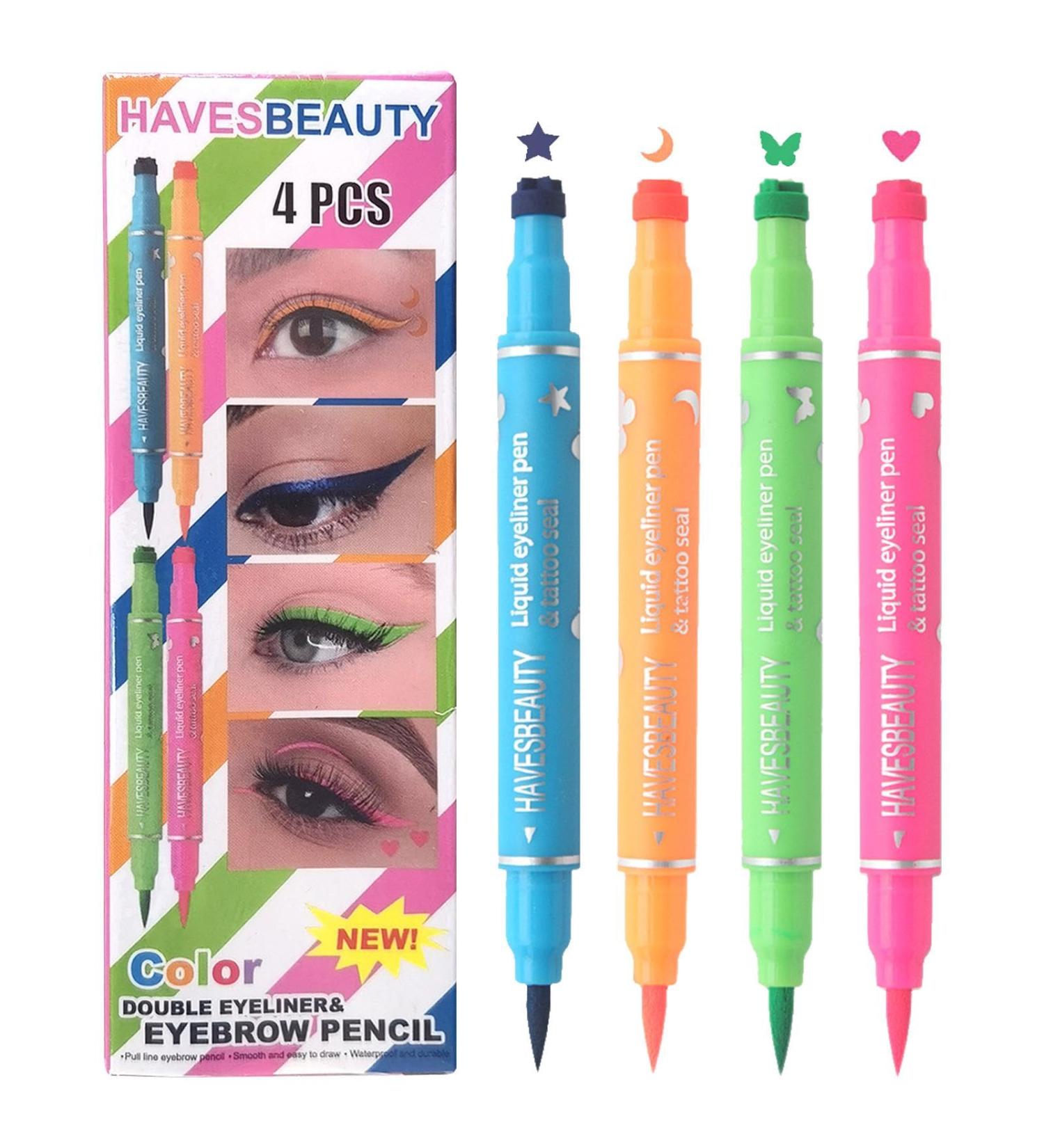  Wpsagek Makeup eyeliner pen smudge-proof eyeliner pencil - Double-ended eye makeup pen smudge-proof 4 colors long-lasting smudge-proof eyeliner for girlfriend wife friend - Buy Online on GoSupps.com