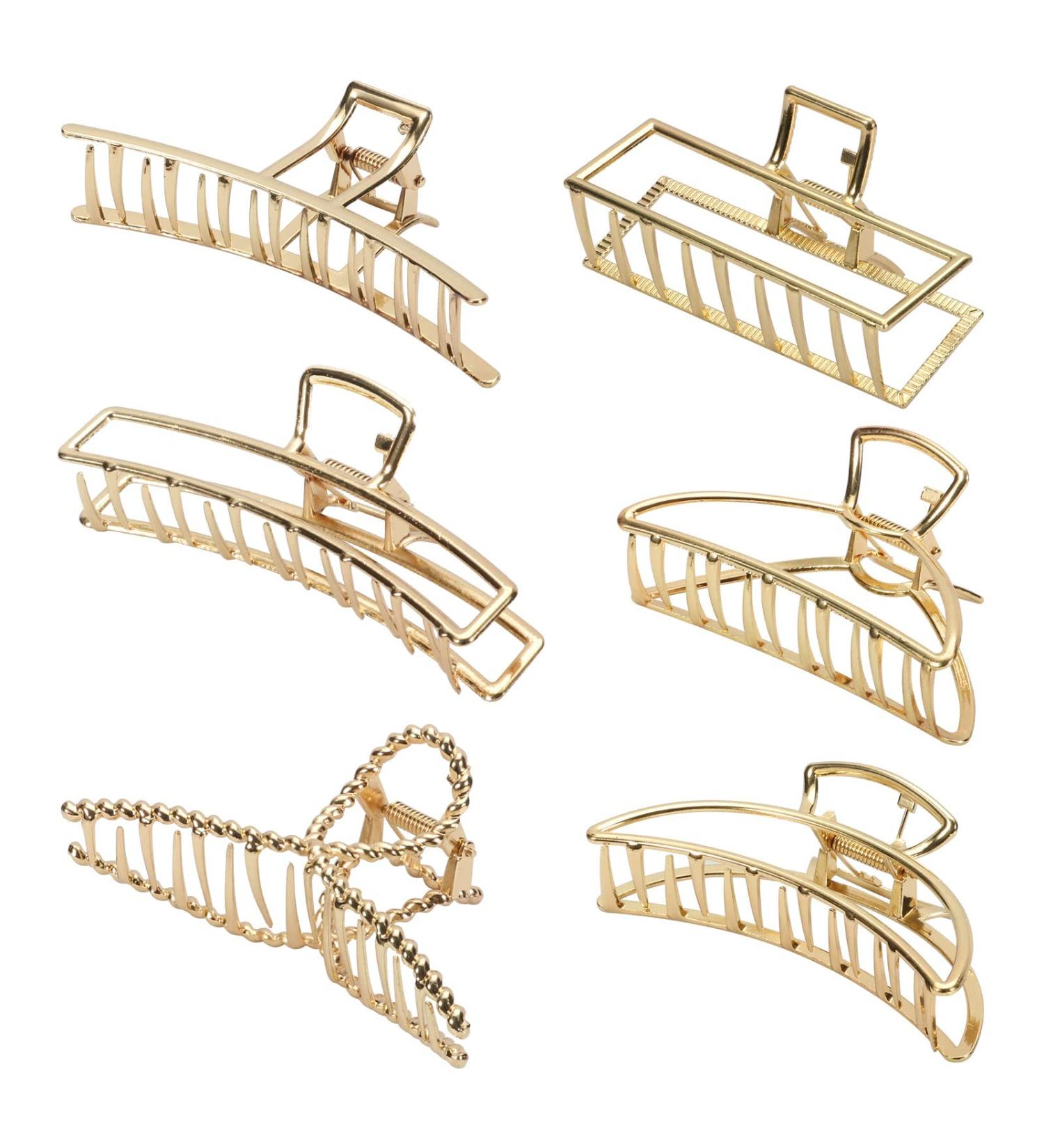 6 Pack Extra Large Gold Butterfly Hair Clips for Woman - Metal Barrettes for Thick Hair - Accessories for Medium to Thin Hair - Buy Online on GoSupps.com
