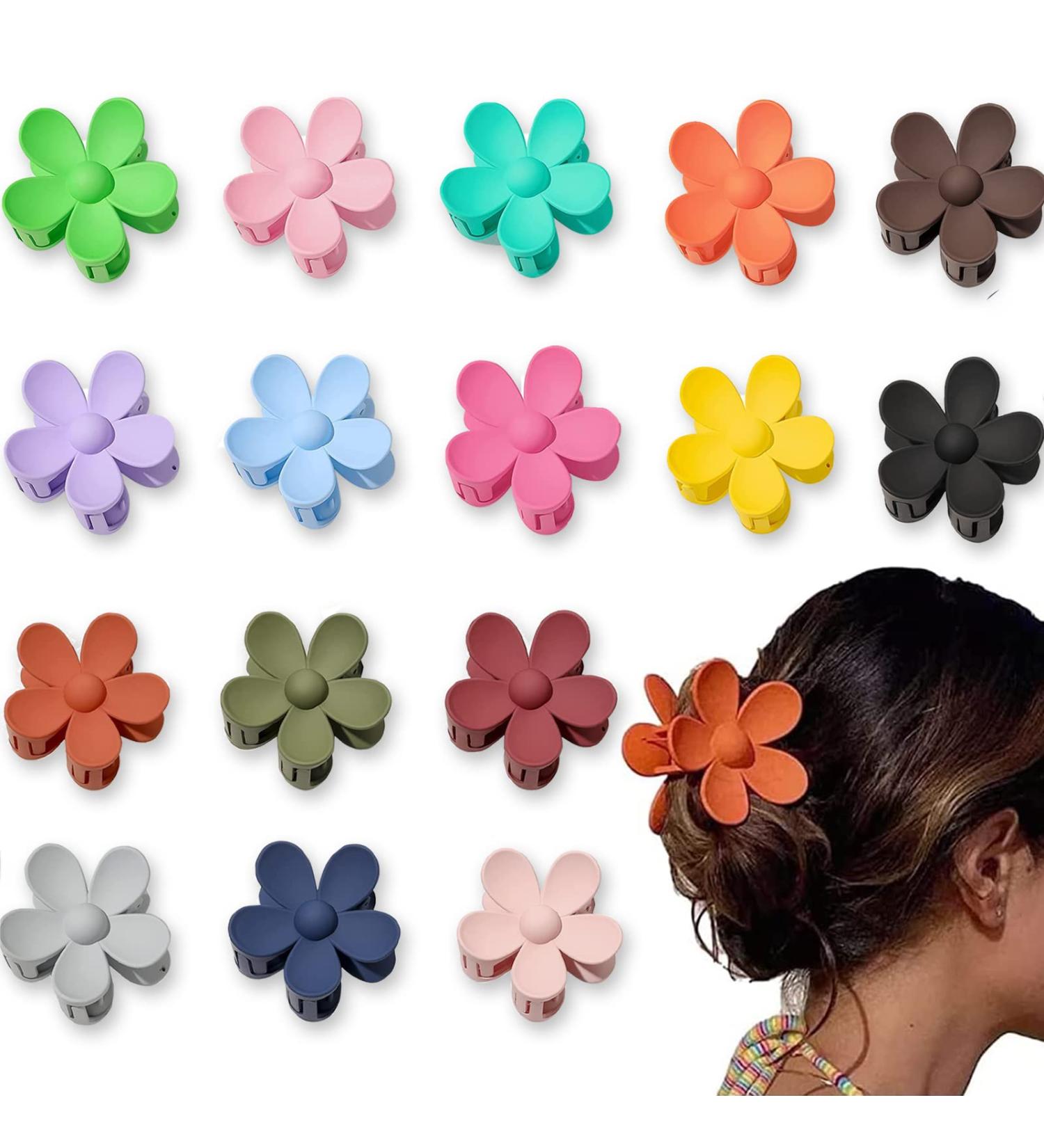 16 Flower Claws Shower Hair Clips Women's Hair Clips Fashionable and Cute Flower Clips Thick Claws Clips Women's Hair Accessories Pack of 16 - Buy Online on GoSupps.com