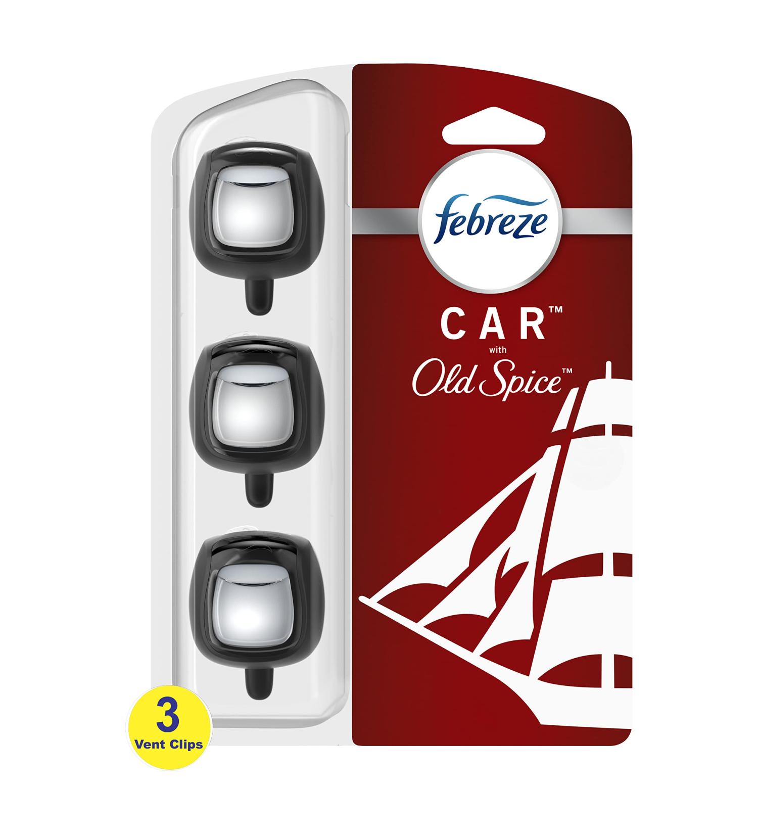 Febreze Old Spice Car Vent Clips - 3 Count Pack, Odor Fighter for Strong Odors - Buy Online on GoSupps.com