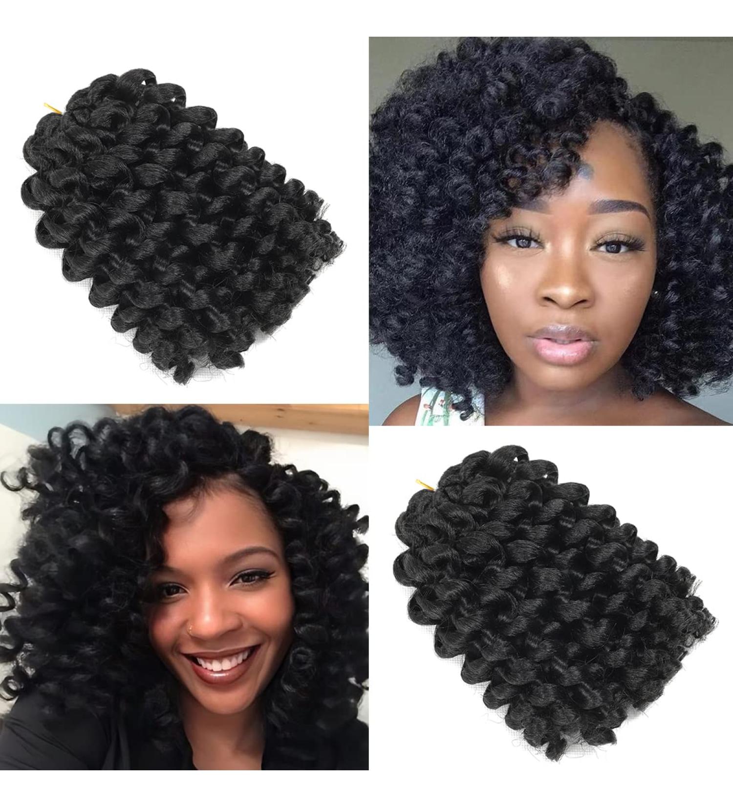 8 Inch Jamaican Bounce Wand Curl Crochet Hair, Short Curly Braiding Hair Extension - 20 Roots/Pack (5 PCS 1B) - Buy Online on GoSupps.com