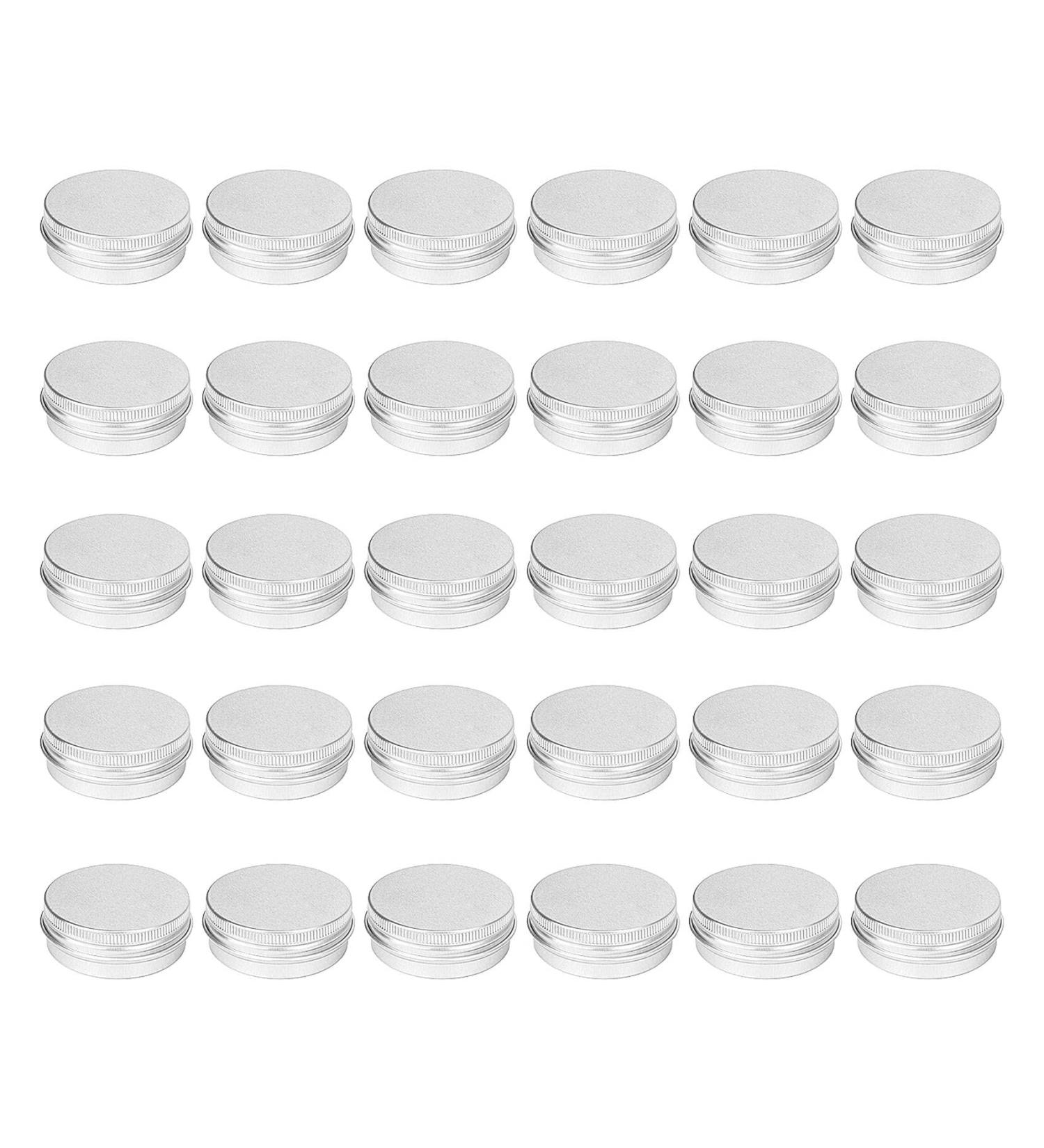 Pack of 30 Round Metal Lip Balm Tins with Screw Caps (1) - Buy Online on GoSupps.com