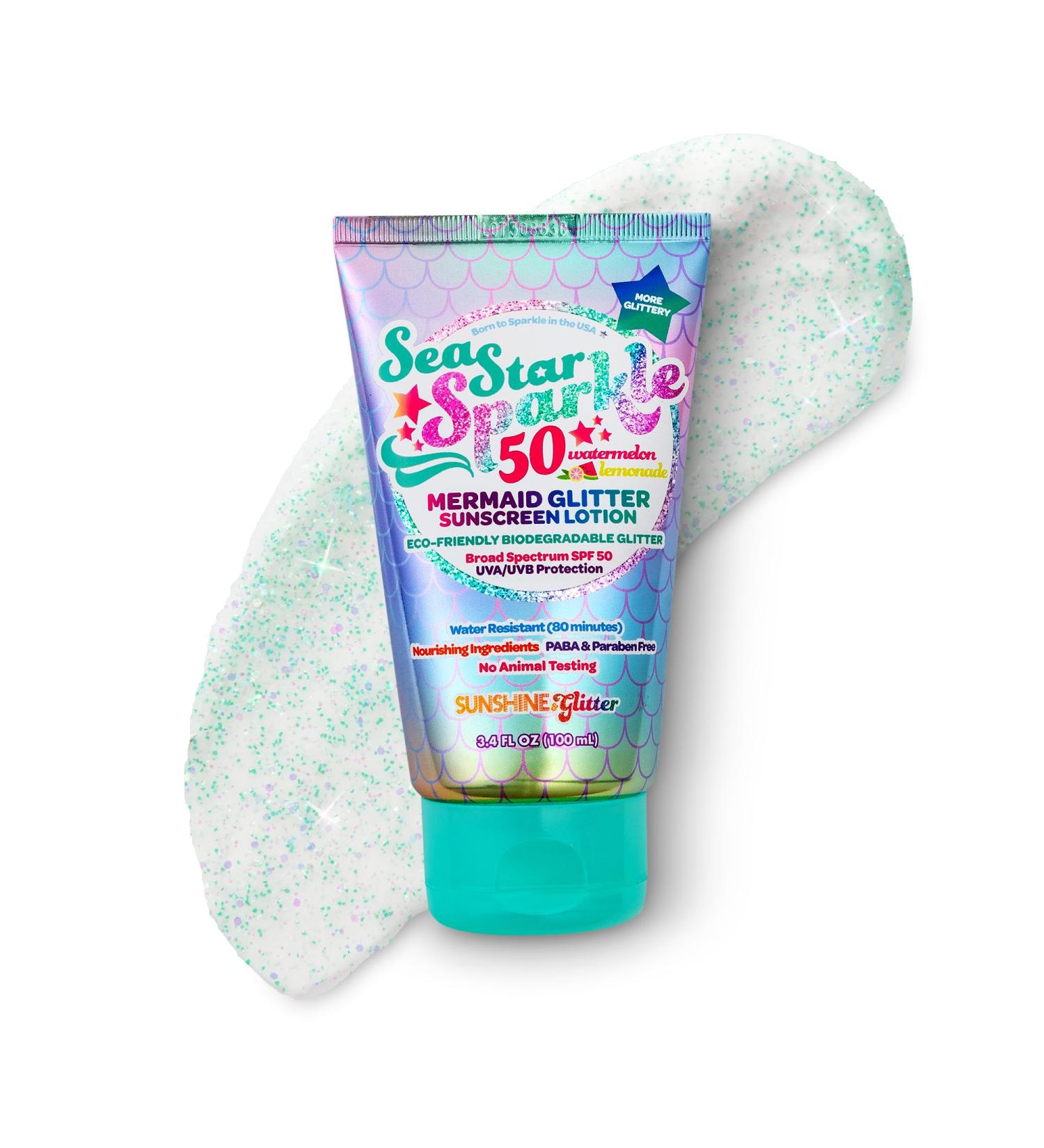 Seastar Sparkle Mermaid Watermelon Lemonade Glitter Sunscreen SPF 50 - Biodegradable Water Resistant Kids Lotion Cruelty Free Made in USA - 3.4oz - Buy Online on GoSupps.com