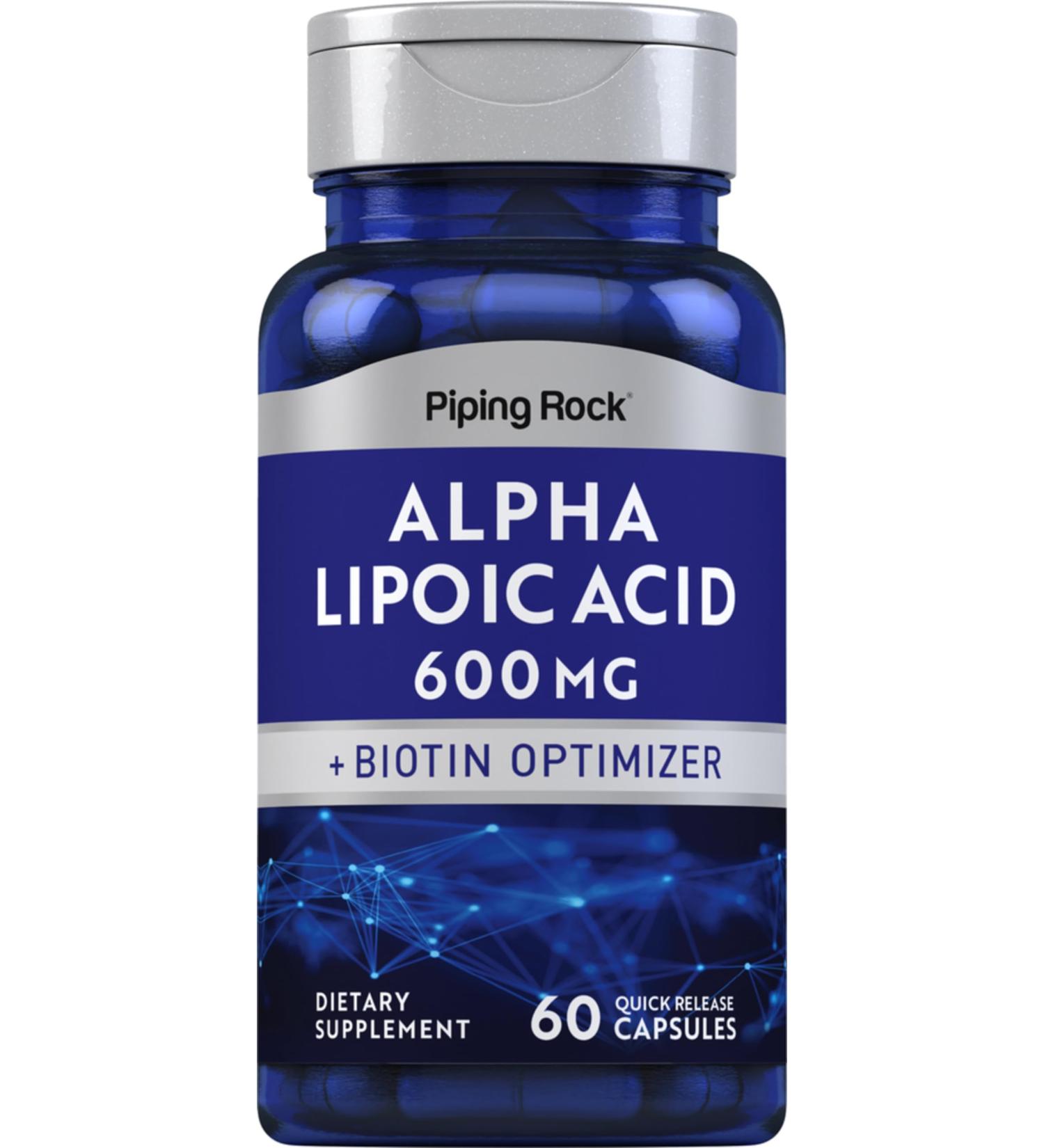 Buy Piping Rock Alpha Lipoic Acid 600mg & Biotin - Non-GMO Gluten-Free Supplement | 60 Capsules - Buy Online on GoSupps.com
