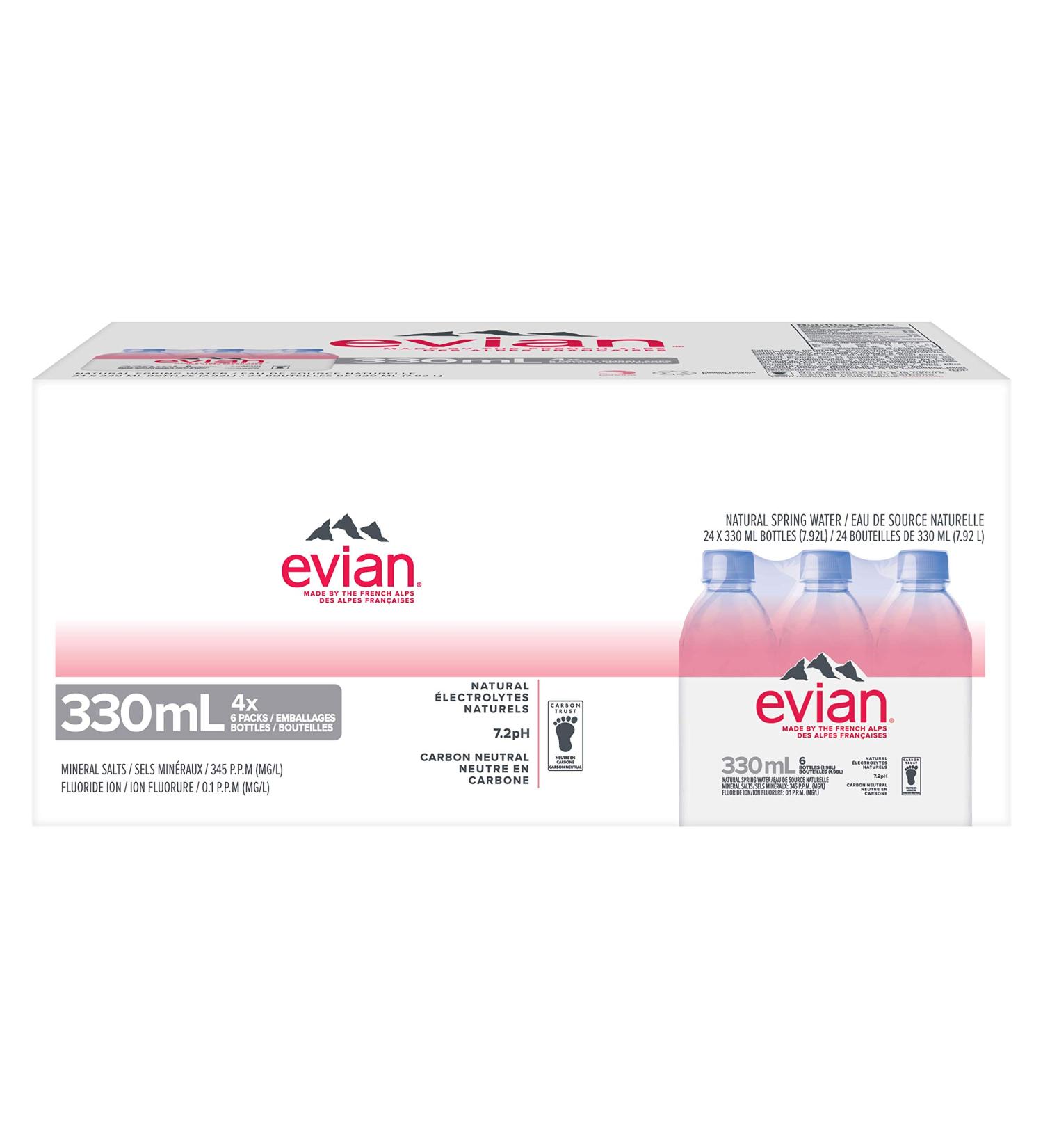 evian natural spring water 330 mL Bottles 4 x 6 Pack ( 24 count ) 330 ml (Pack of 24) - Buy Online on GoSupps.com