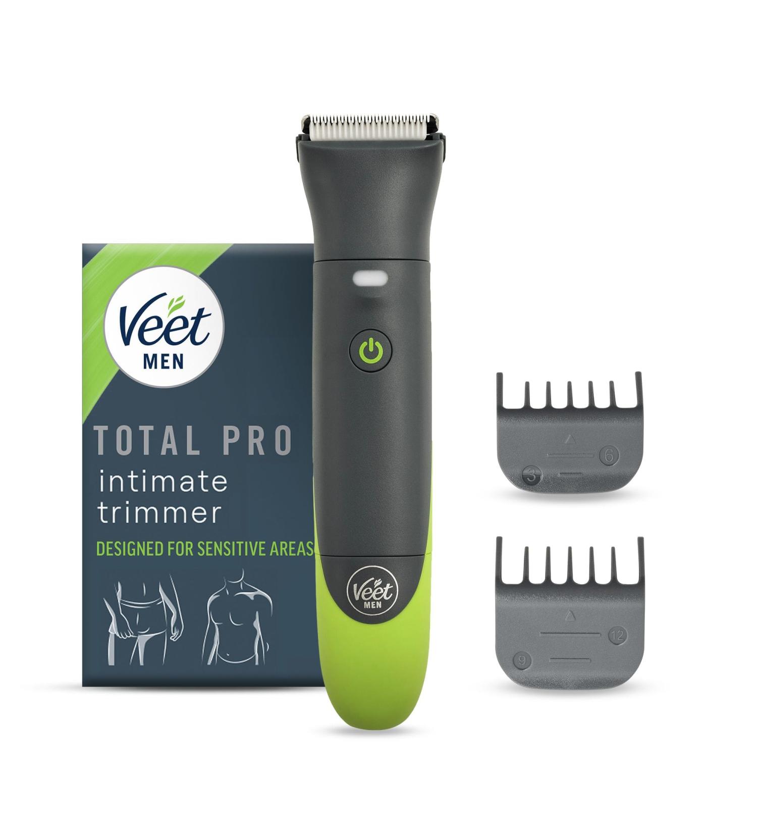Reckitt Benckiser Veet Total Pro Electric shaver for men for body and intimate area 1 head for intimate and body parts and 2 guide combs precise trimming cordless - Buy Online on GoSupps.com