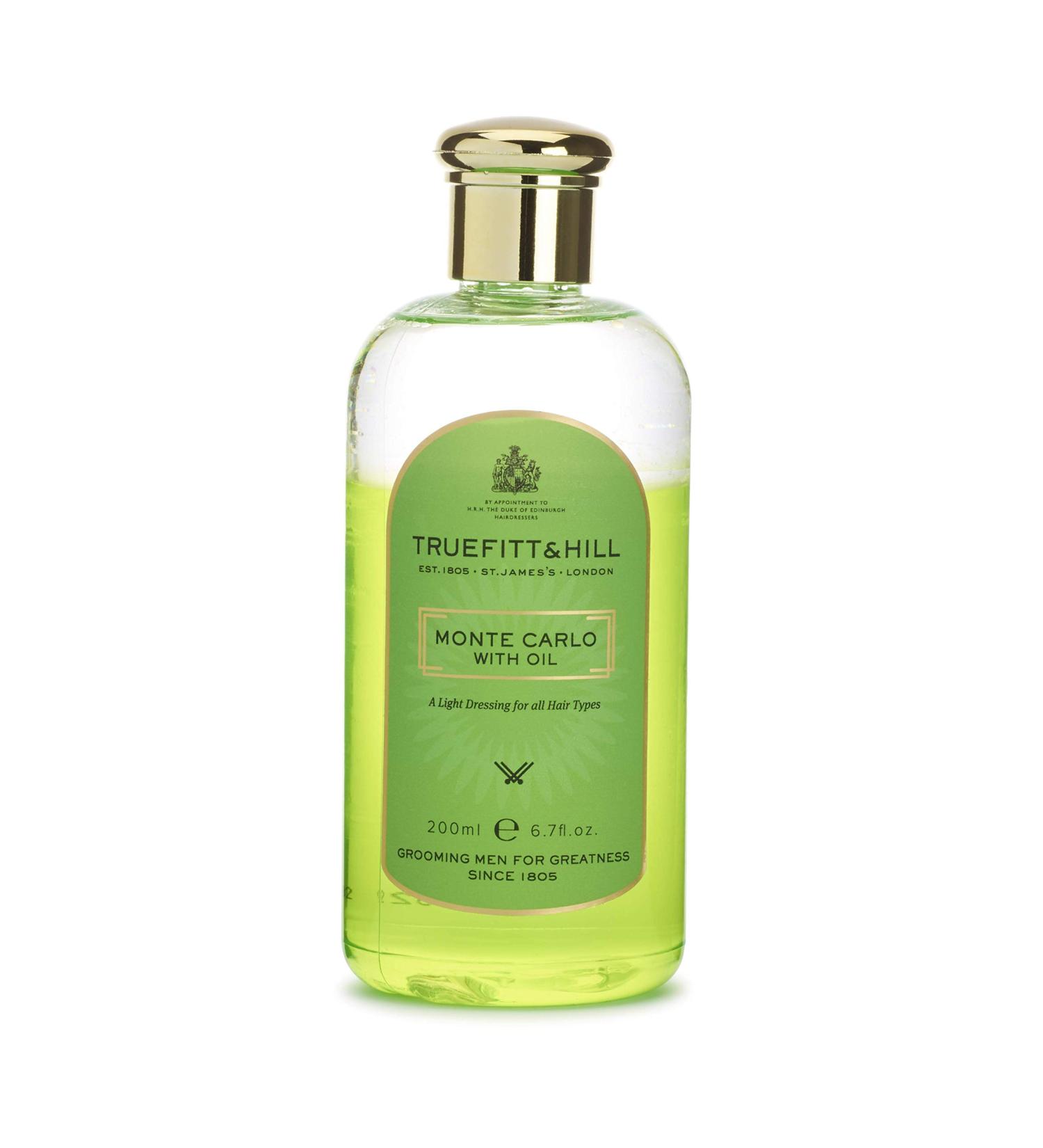 Truefitt & Hill Monte Carlo Luxury Non-Greasy Hair Oil Designed for All Hair Types Soothes Scalp Minimizes Scars Designed for Fine to Medium Hair - 6.7 oz.