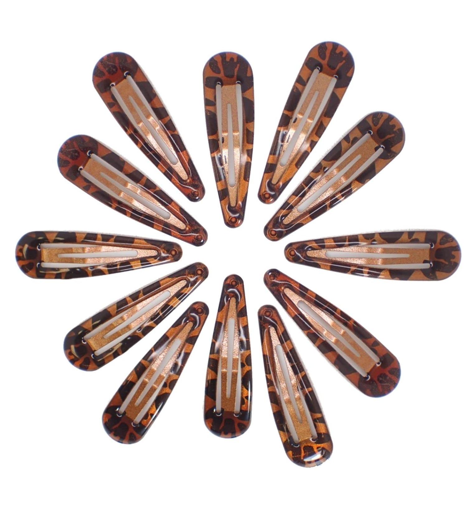 Topkids Accessories 12pc Snap Clips 5cm / 2" Snap Hair Clips Women Girls Kids Sectioning Slide Hair Grip Styling Fine Hair Thick Hair Bendies Sleepies School Uniform Colours Epoxy (Brown Tort) - Buy Online on GoSupps.com