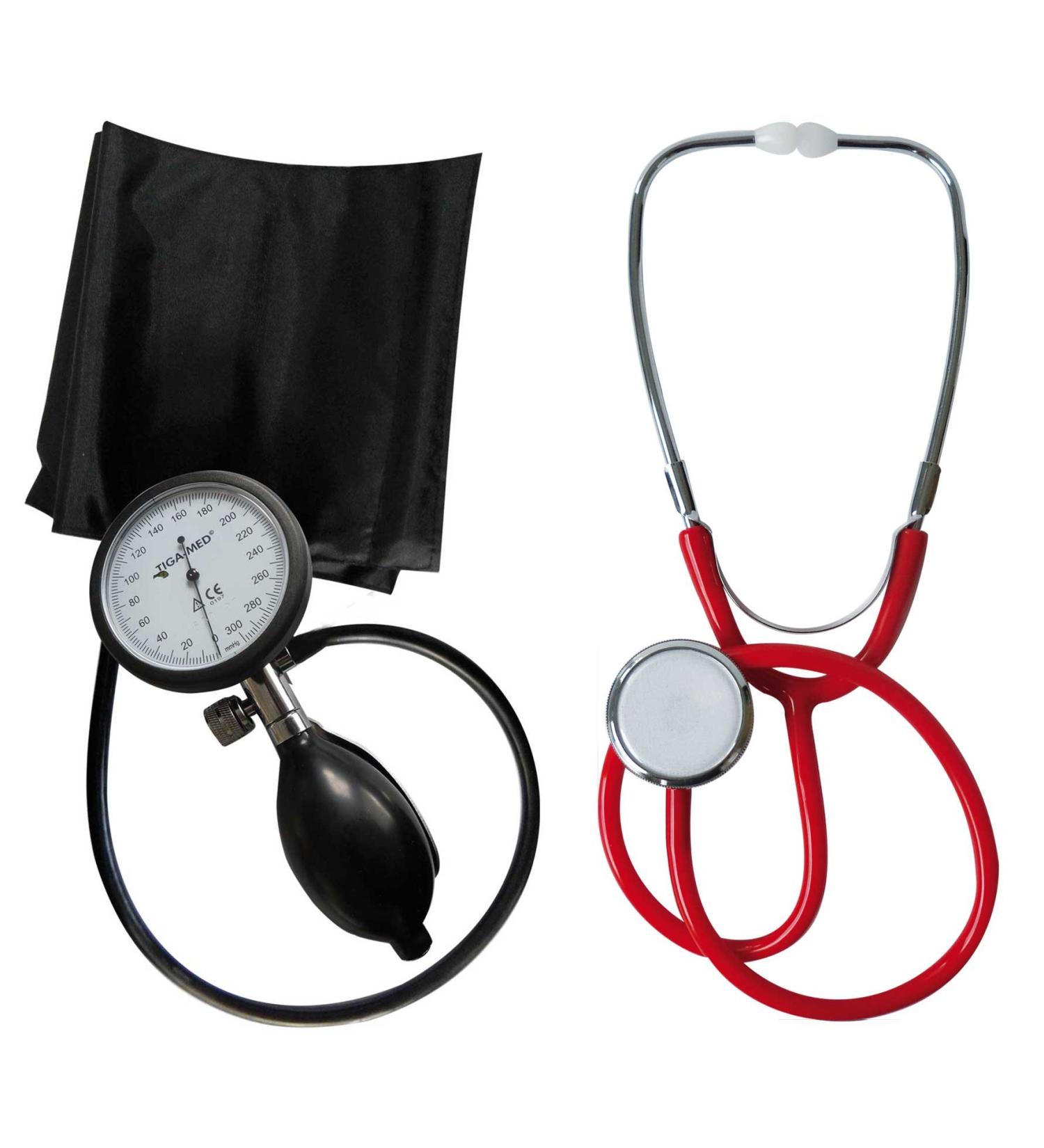 Professional Blood Pressure Monitor Upper Arm TIGA-Pro 1 & Stethoscope Flat Head Red TIGA-MED - Accurate Health Monitoring - Buy Online on GoSupps.com