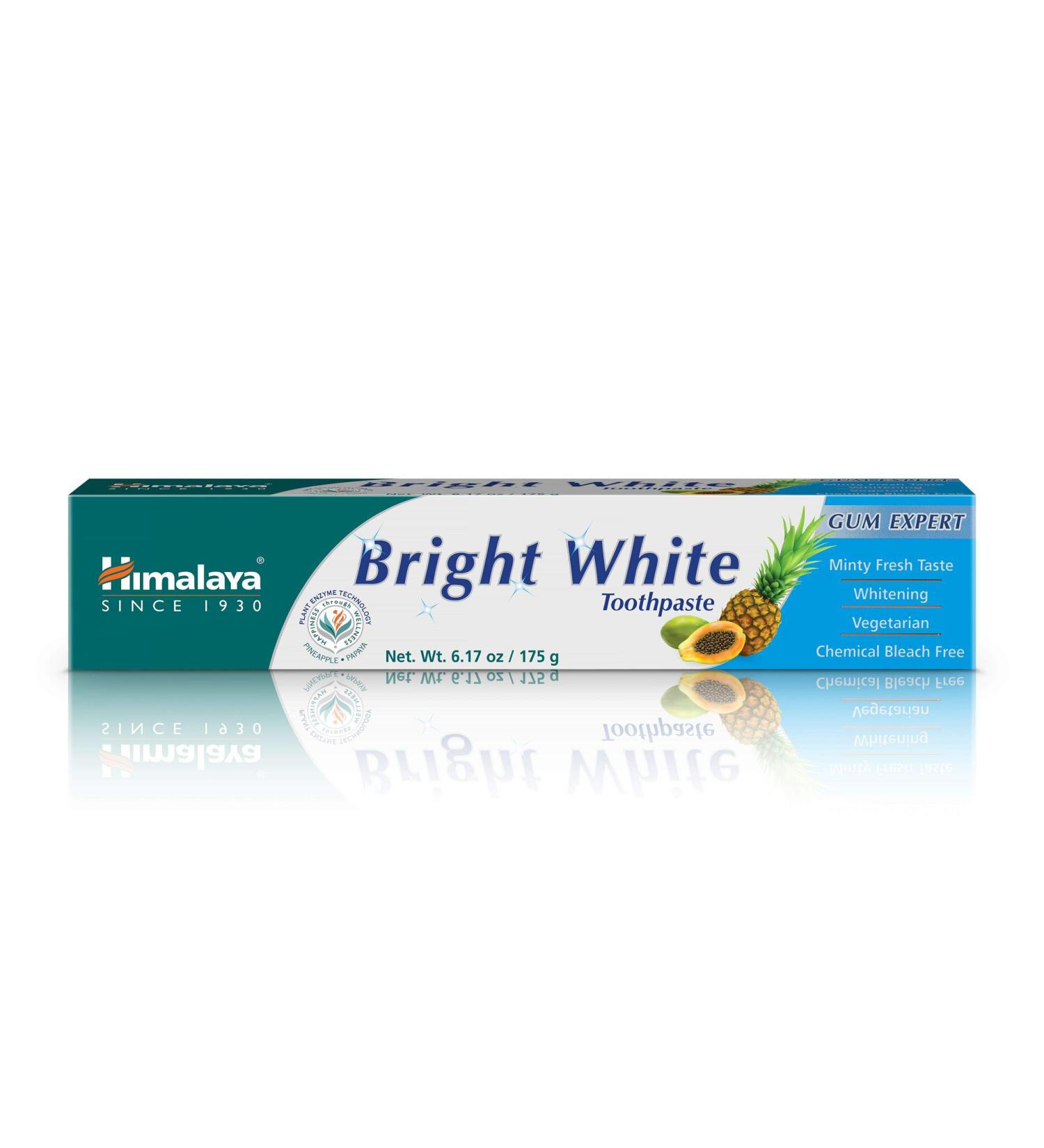 Himalaya Bright White Toothpaste Fluoride Free to Reduce Plaque & Whiten Teeth 6.17 oz Mint 6.17 Ounce (Pack of 1) - Buy Online on GoSupps.com