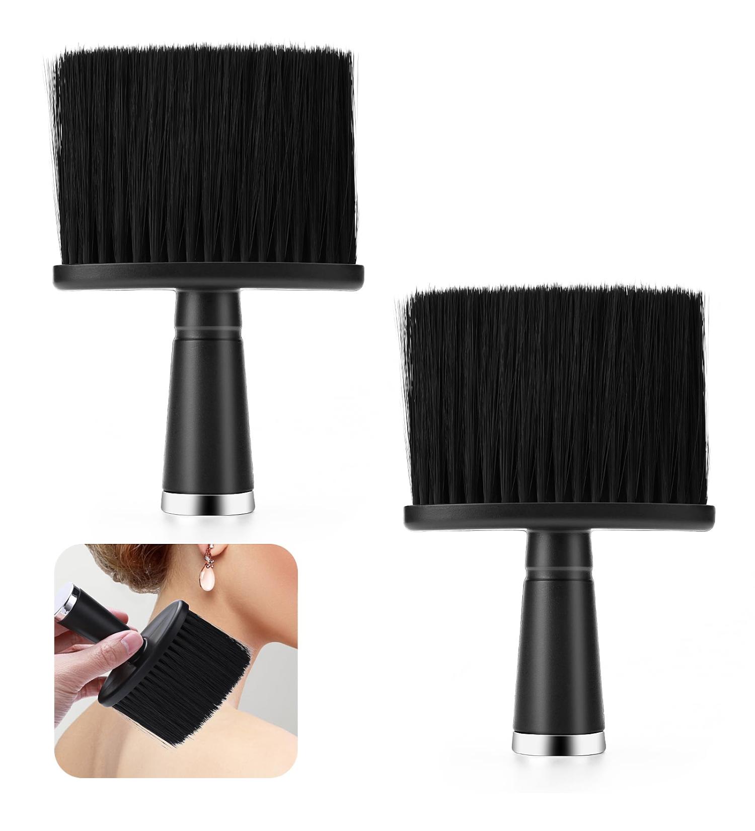 2 x Hairdresser Brushes Set - Neck Hair Cutting & Cleaning Brushes | Hairdressing Accessories (2PCs Black) - Buy Online on GoSupps.com