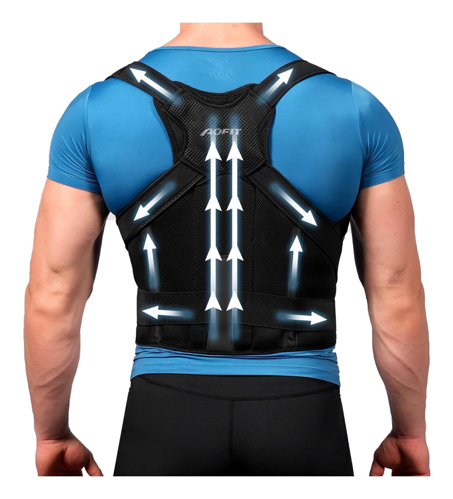Back Brace Posture Corrector for Women & Men - Adjustable Full Support for Back Pain Relief - Scoliosis & Hunchback Correction - Size M Black - Buy Online on GoSupps.com