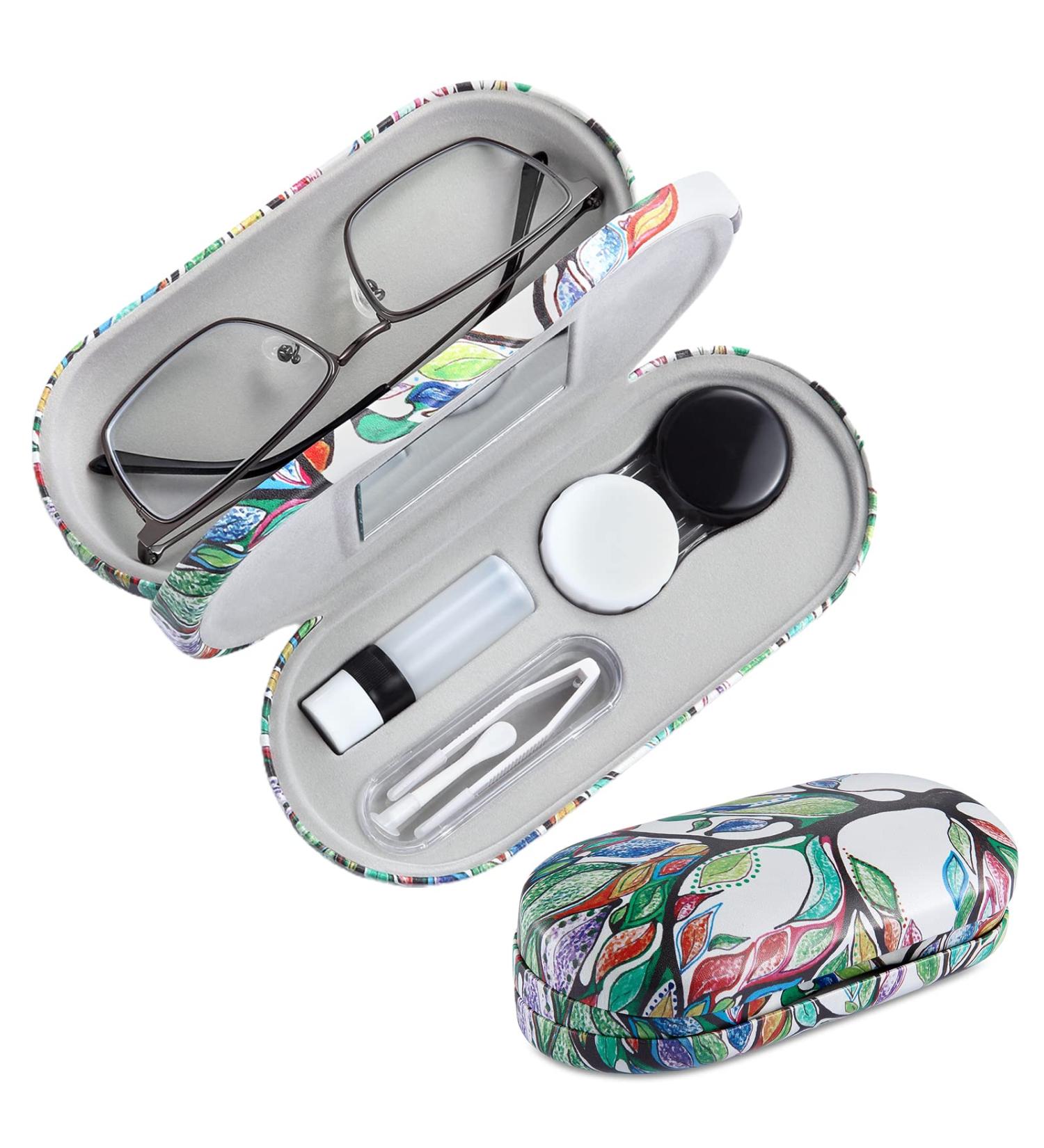 Aitime 2-in-1 Contact Lens Container Kit Portable Double-Sided Case & Glasses Storage with Marbling Design | Multifunctional Compact Set for Travel - Buy Online on GoSupps.com
