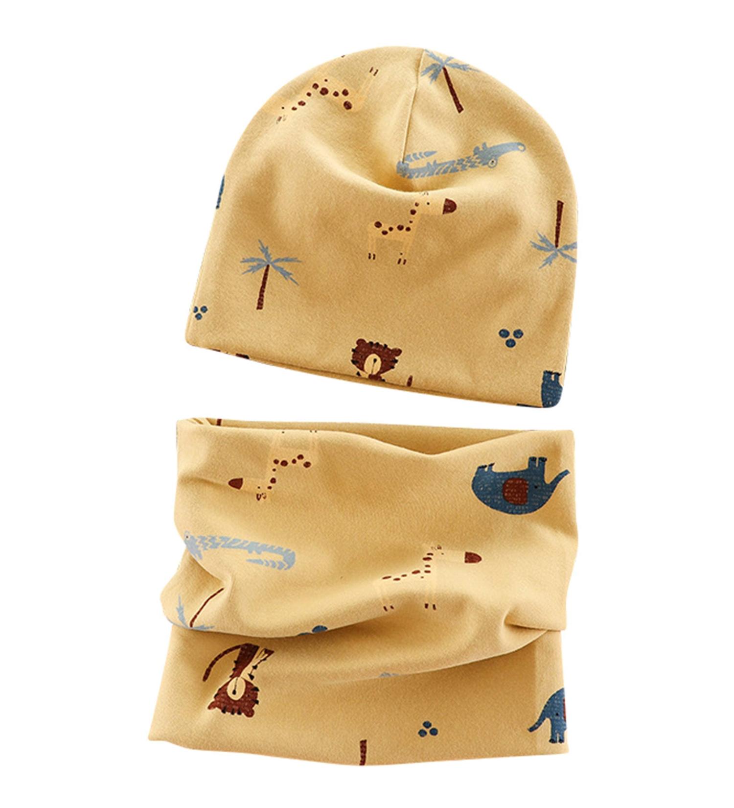 VUCDXOP Baby Cotton Hat Scarf Set for 0-6 Months | Beanie Hats + Tube Scarf | Winter Boys Girls Neckerchief Set | Color#3 - Buy Online on GoSupps.com