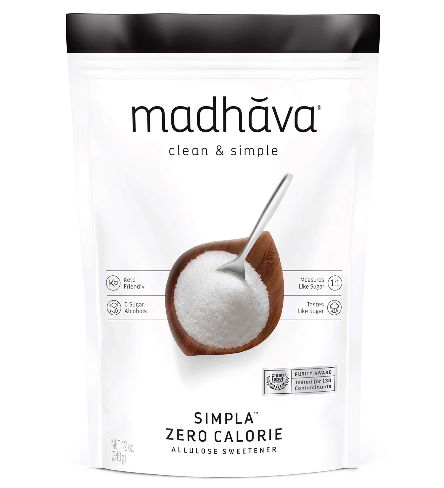 Madhava Natural Allulose Sweetener - Zero Calorie, Clean & Simple, 12 oz (340 g) - Buy Online on GoSupps.com