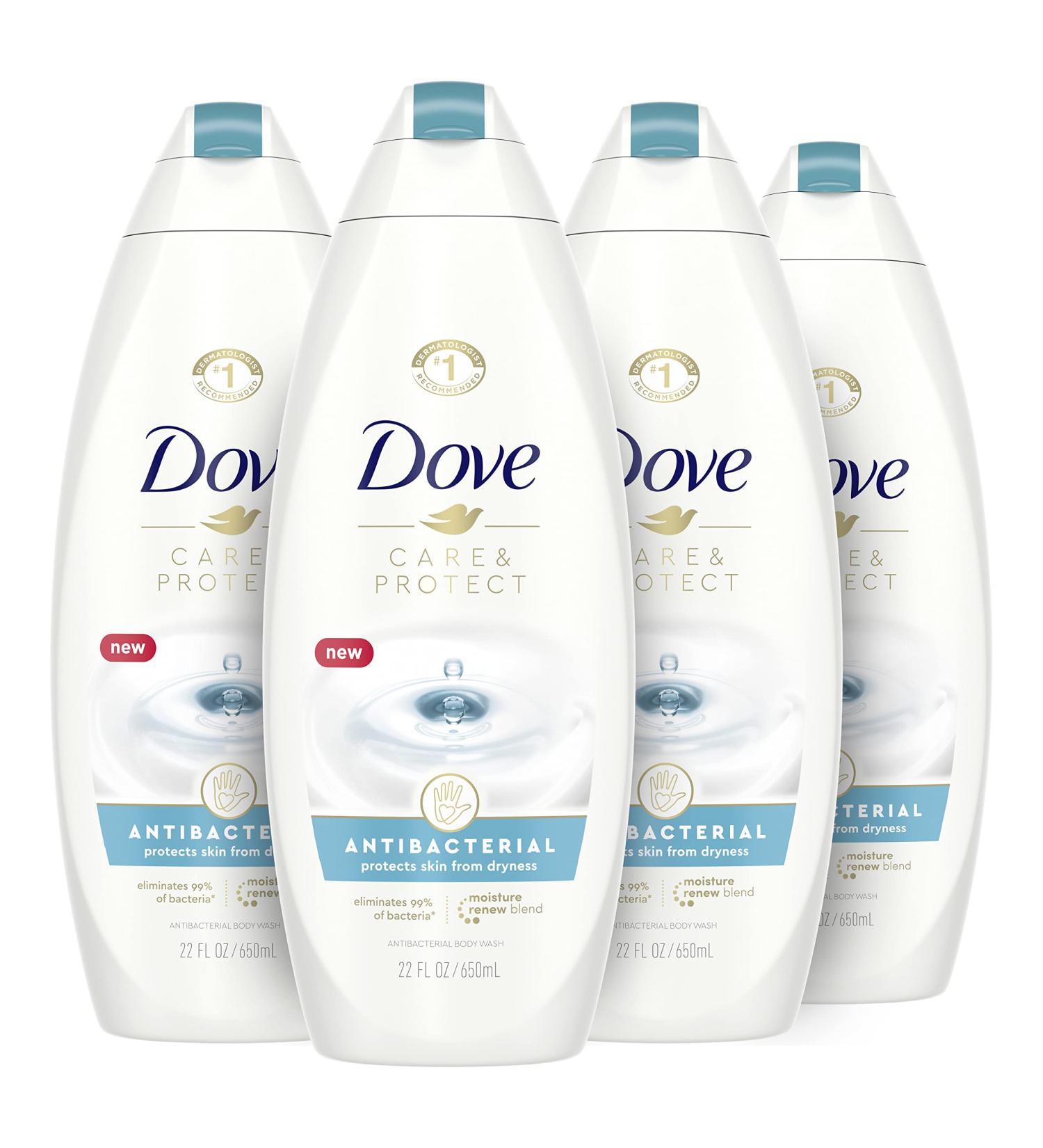 Dove Antibacterial Body Wash 22 oz - Hydrating for All Skin Types - 4 Count - Buy Online on GoSupps.com