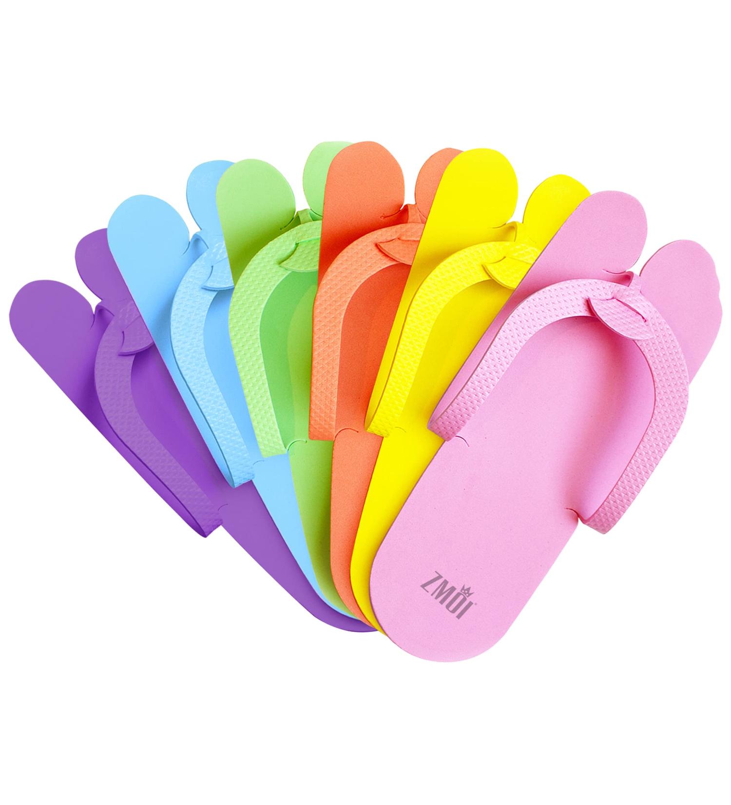 Disposable Pedicure Slippers - 24 Pairs Anti-Slip EVA Foam Flip Flops | Comfortable Spa & Nail Salon Wear in Fun Colors - Buy Online on GoSupps.com