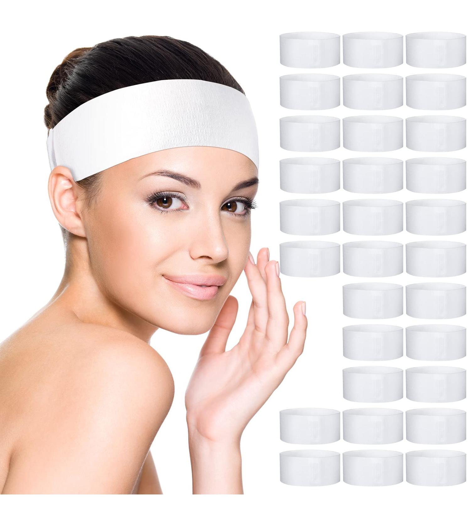 140 Pieces Disposable Spa Facial Headbands | White Stretch Headwraps for Women | Soft Skin Care Hair Band for Salons - Buy Online on GoSupps.com