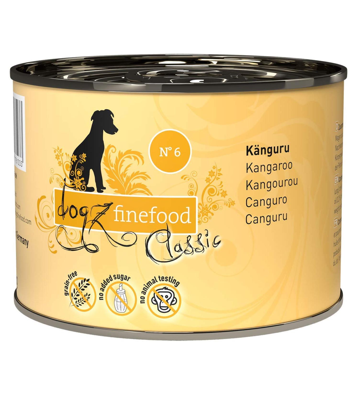 Dogz finefood Dog Food No. 6 Kangaroo 200 g Pack of 6 (6 x 200 g) - Buy Online on GoSupps.com