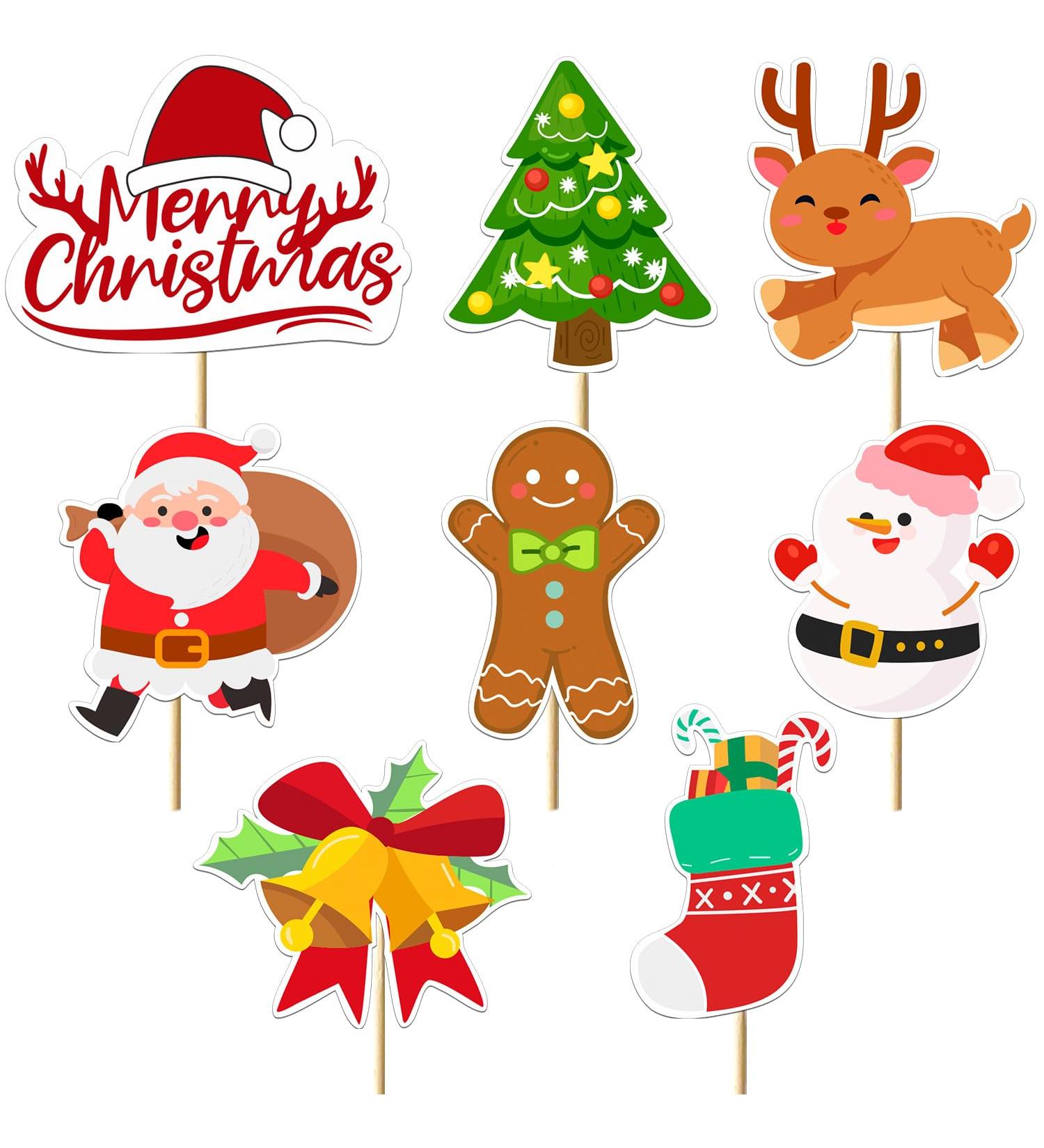 Boweurois 32Pcs Merry Christmas Cupcake Toppers Winter Christmas Birthday Party Decorations for Girls Boys Cute Christmas Cake Decorations Christmas Baby Shower Party Supplies - Buy Online on GoSupps.com