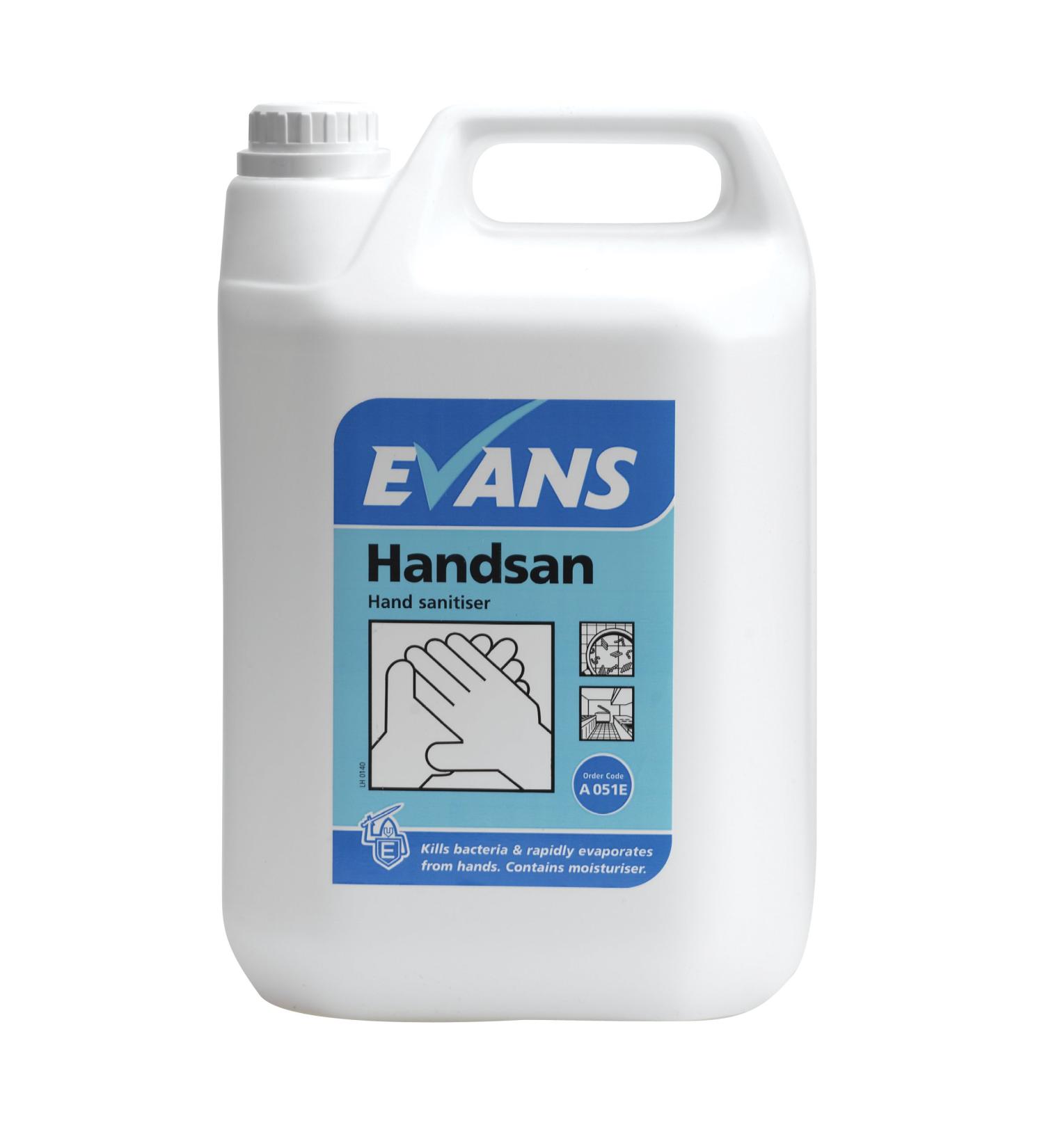 Evans Vanodine Handsan Alcohol Hand Sanitiser 5ltr