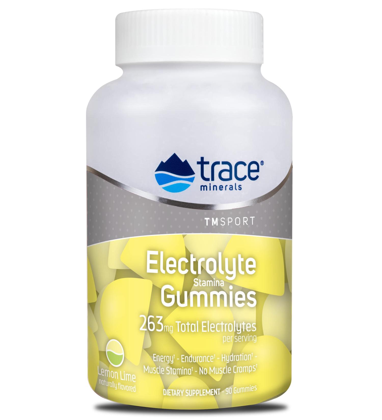 Trace Minerals Electrolyte Stamina Gummies - Vegan Lemon Lime Energy & Endurance Booster (90 Count - Buy Online on GoSupps.com