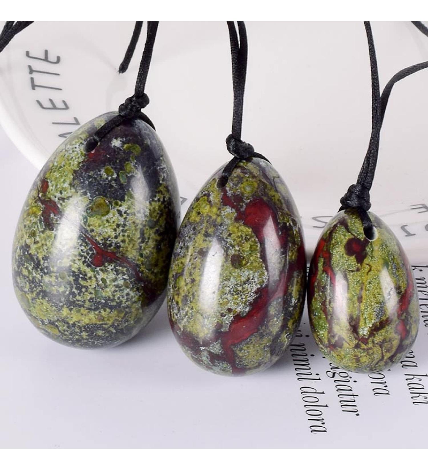EFLAL Egg Set - Natural Blood Jasper Massage Eggs 3 Pcs Crystal Stone Exercise Equipment Perfect Gift Box - Buy Online on GoSupps.com