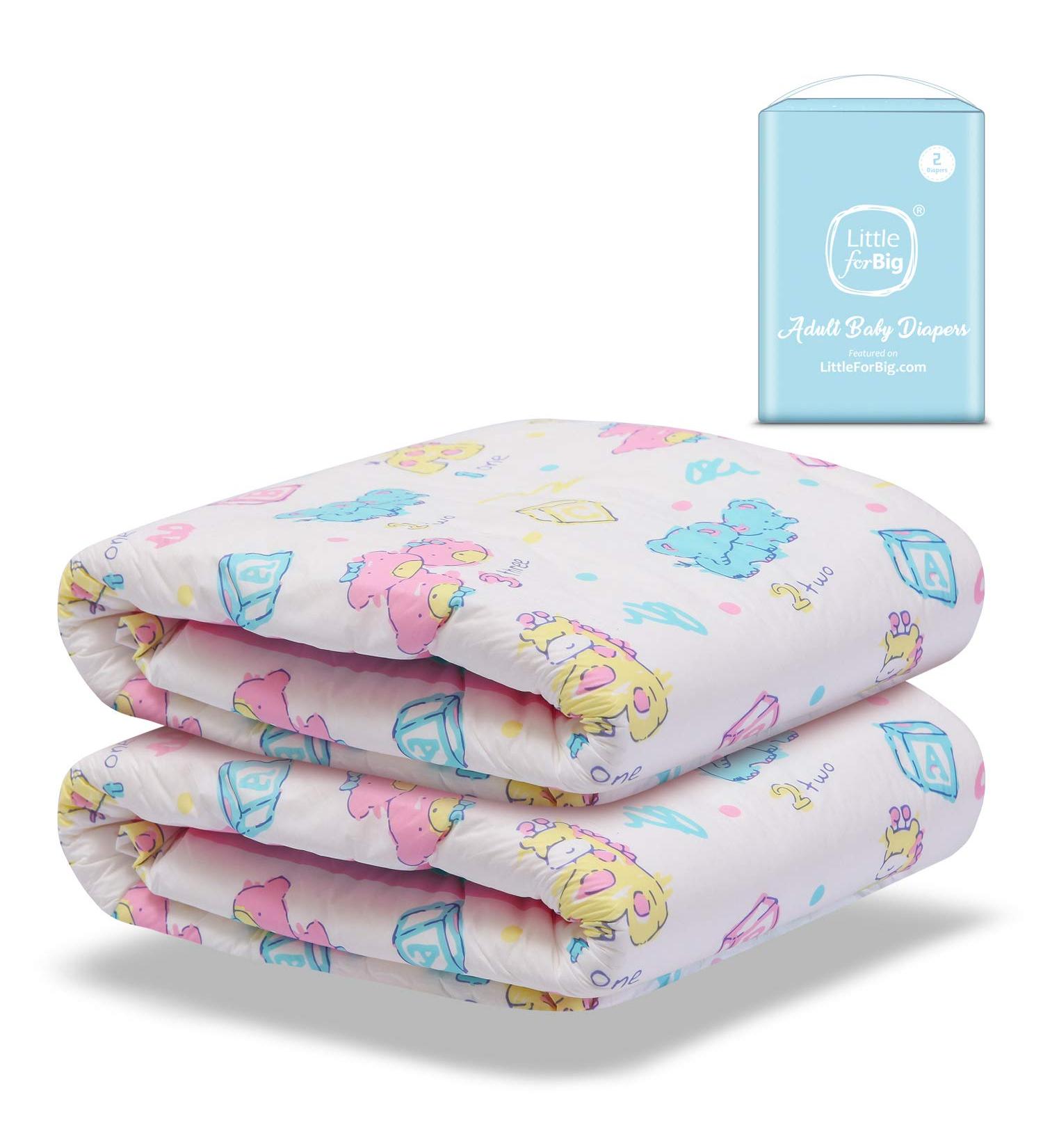 LittleForBig Printed Adult Brief Diapers - ABDL 2 Pack Vintage Baby LL (Blue) | Comfort & Style for Adult Baby Lovers - Buy Online on GoSupps.com