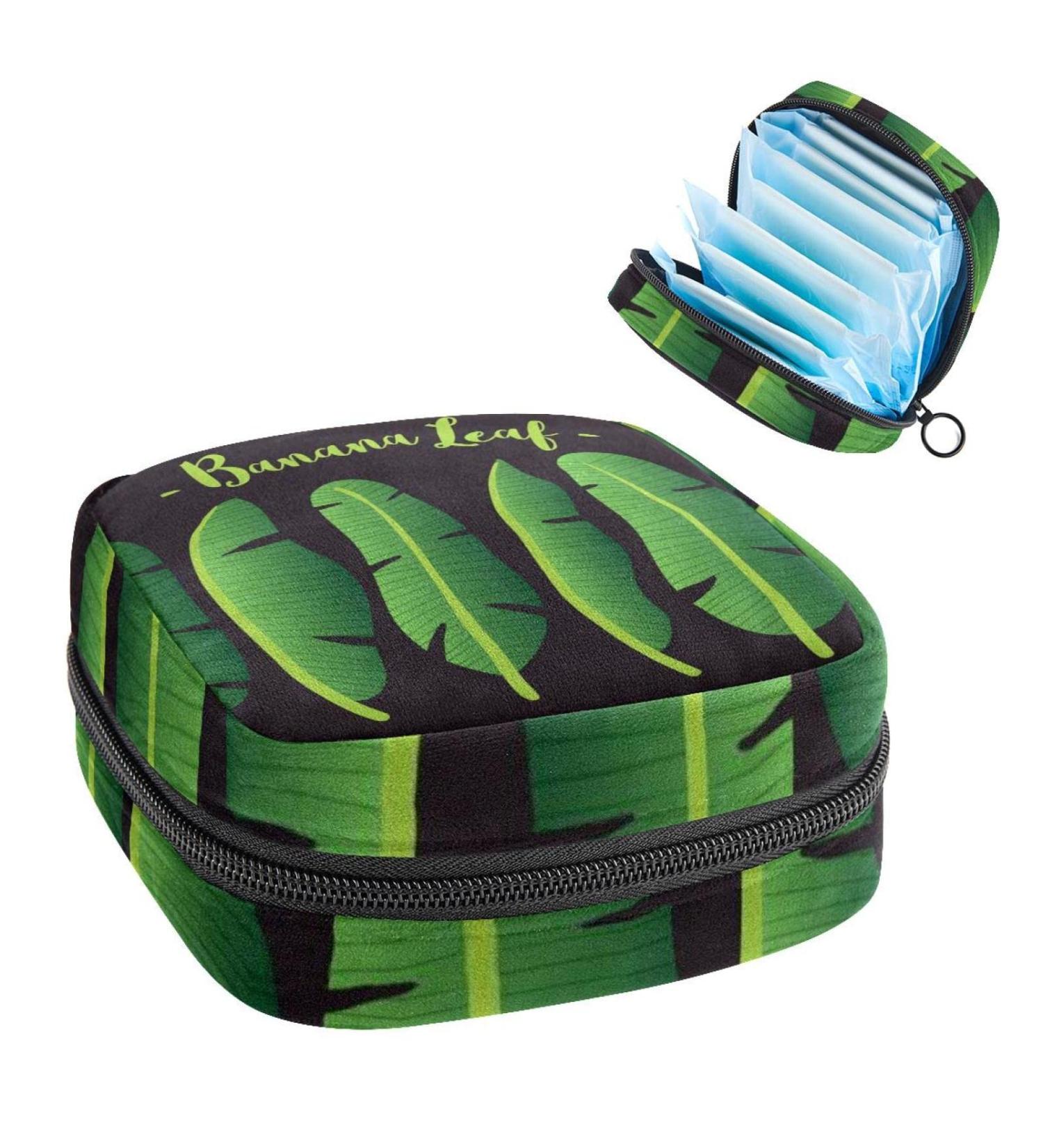 Womens Bonds Storage Pockets - Portable Period Kit with Banana Leaf Print | Stylish Feminine Product Bag for Girls - Buy Online on GoSupps.com